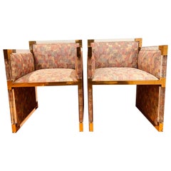 Clubsessel aus Lucite und Messing aus den 1970er Jahren, Paar