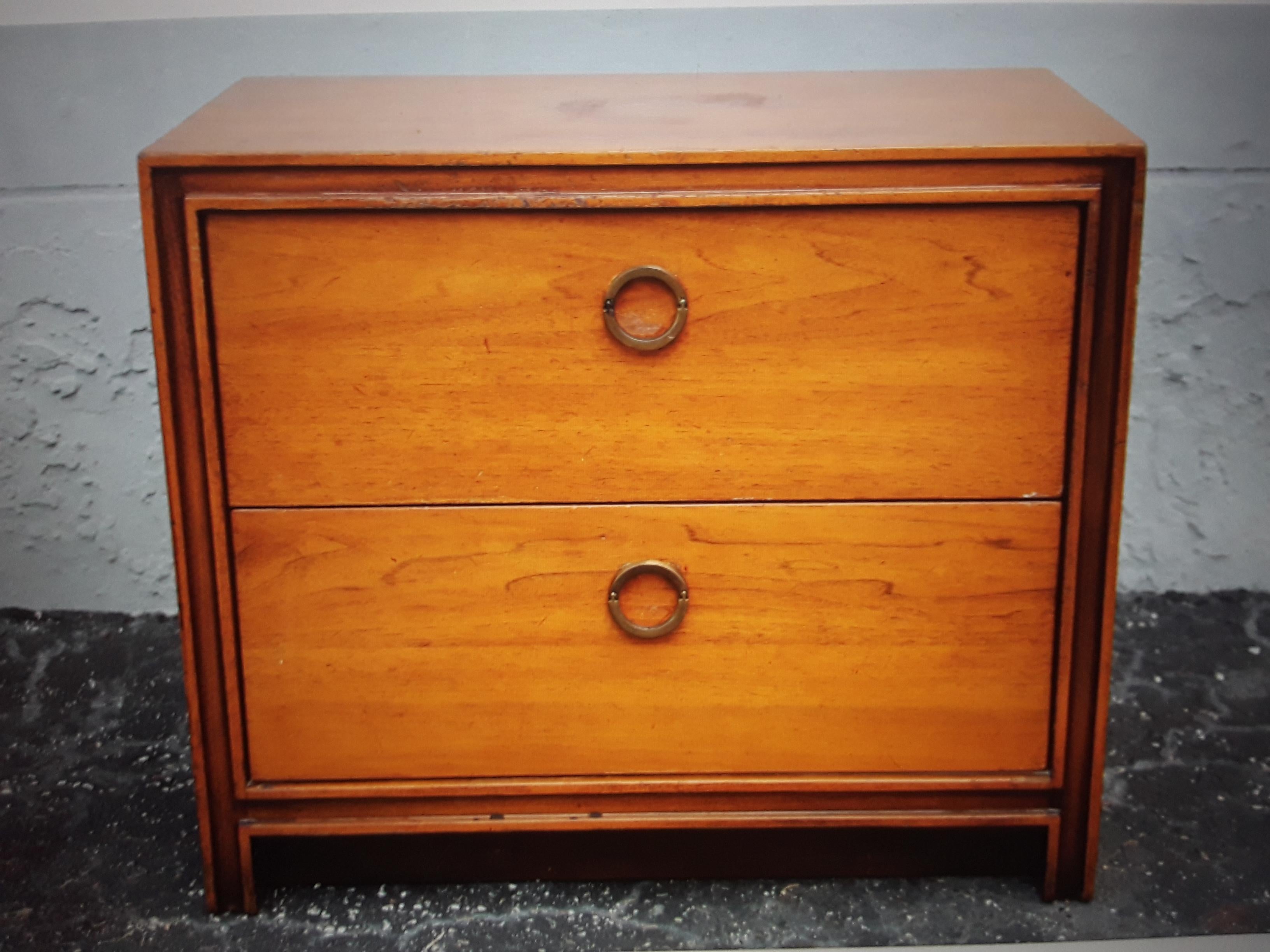 Pair 1970's Mid Century Medium Toned Wood Nightstands/ End Tables. Nice size.