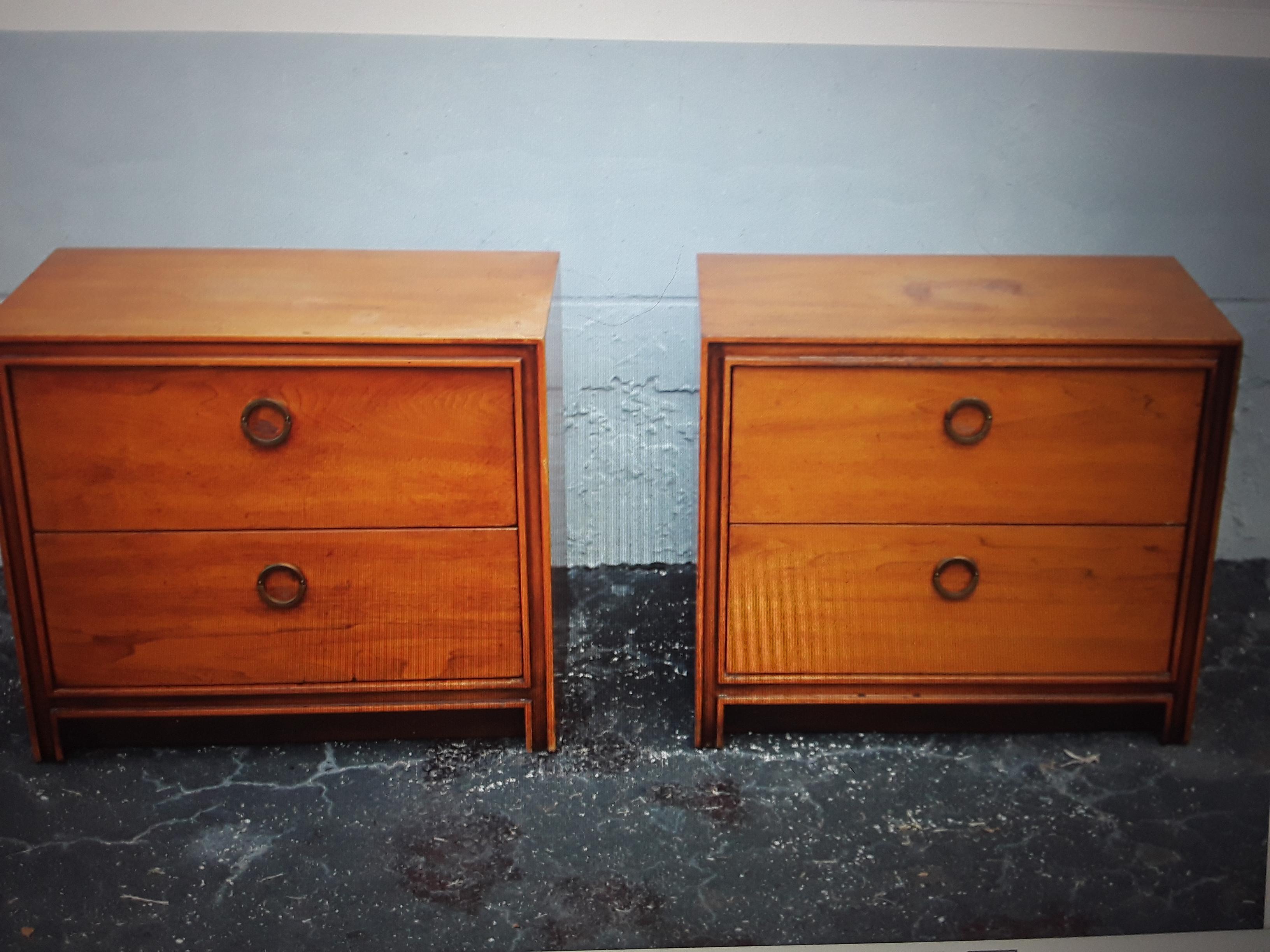 Pair 1970's Medium Toned Mid Century Nightstands/ End Tables For Sale 1