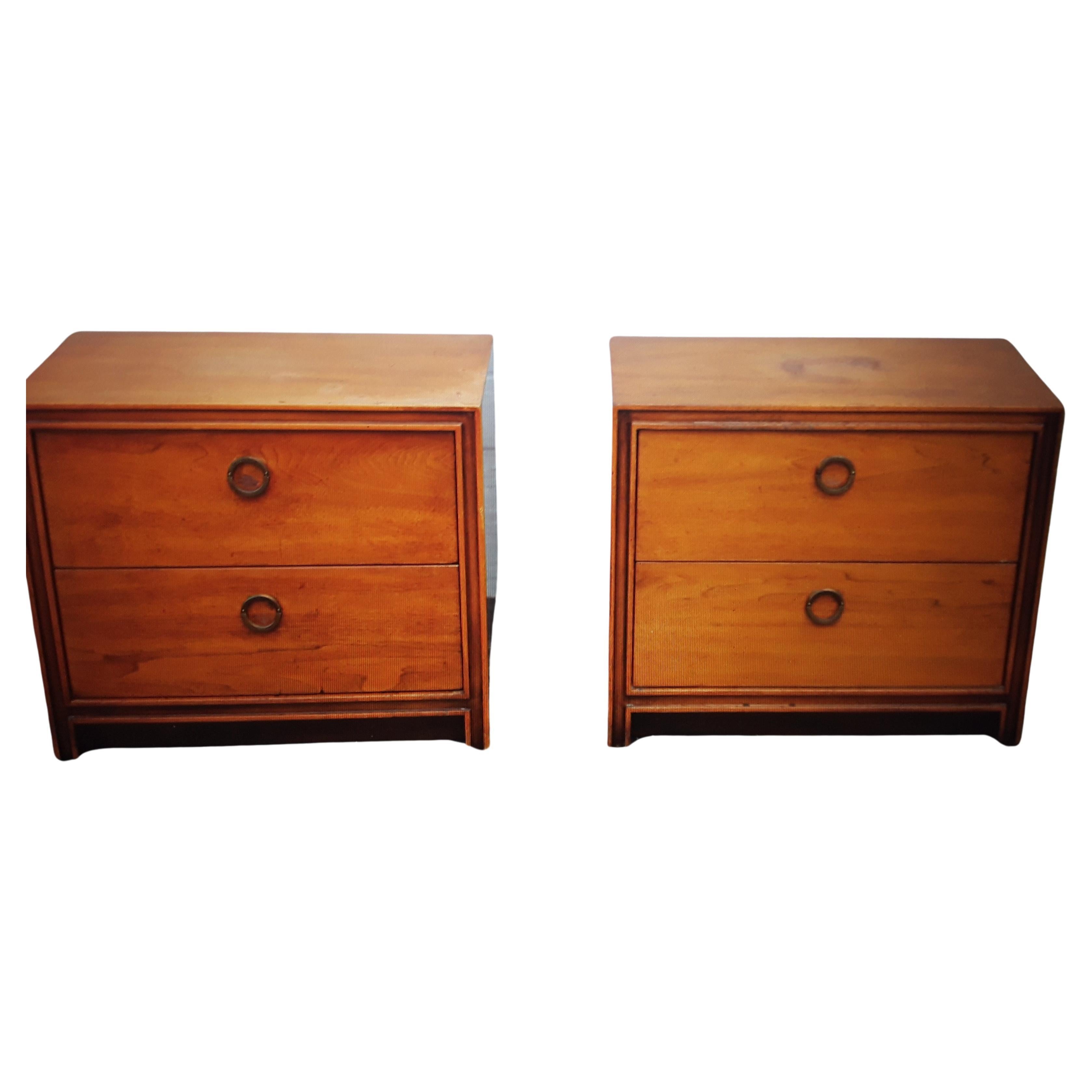 Pair 1970's Medium Toned Mid Century Nightstands/ End Tables