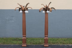 Pair 1970's Mid Century 106" Brutalist Palm Tree Torcheres attrib. Maison Jansen