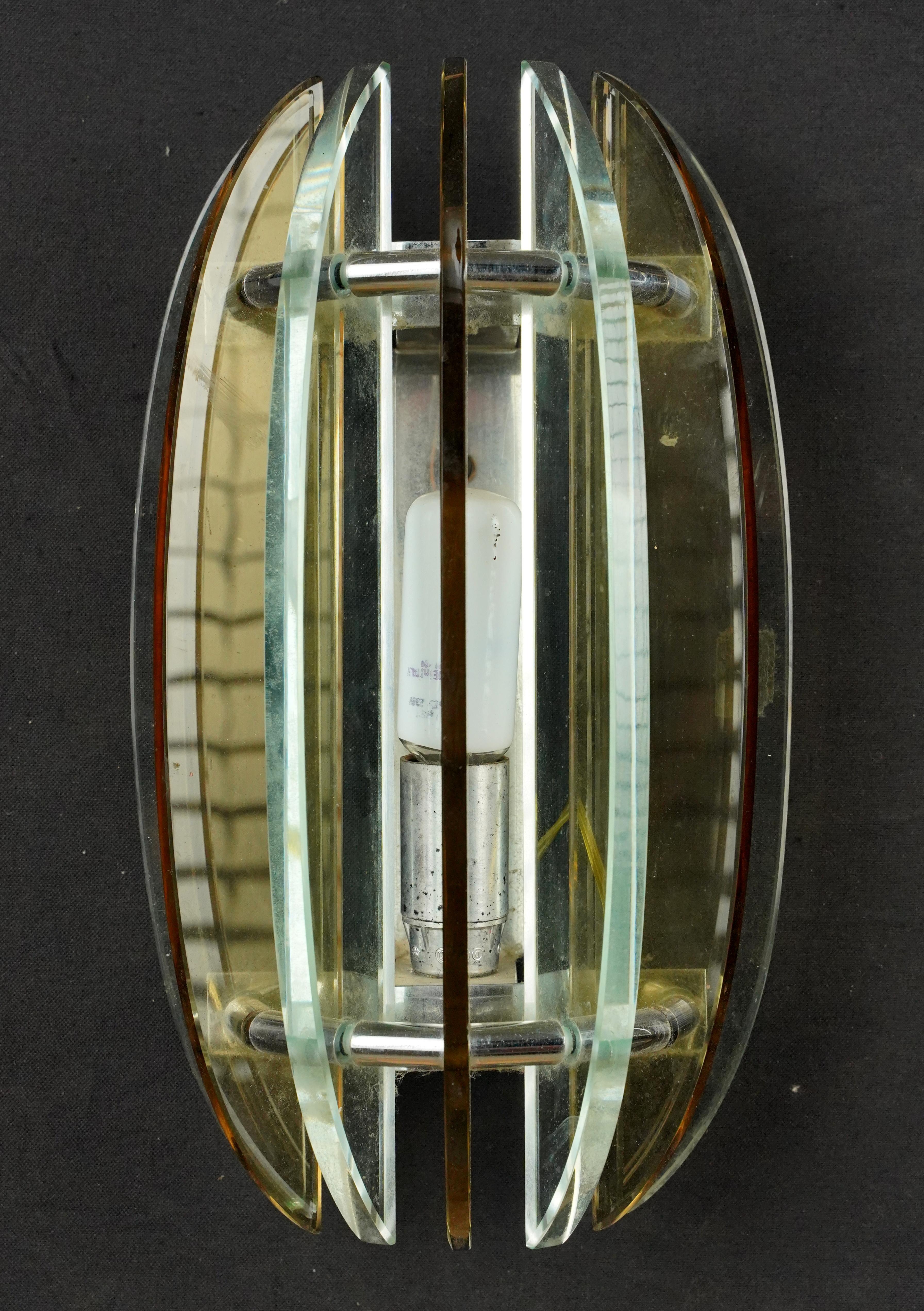 Paar 1970er Jahre Mid Century Glas Veca Italienisch Wandleuchter (Moderne der Mitte des Jahrhunderts) im Angebot