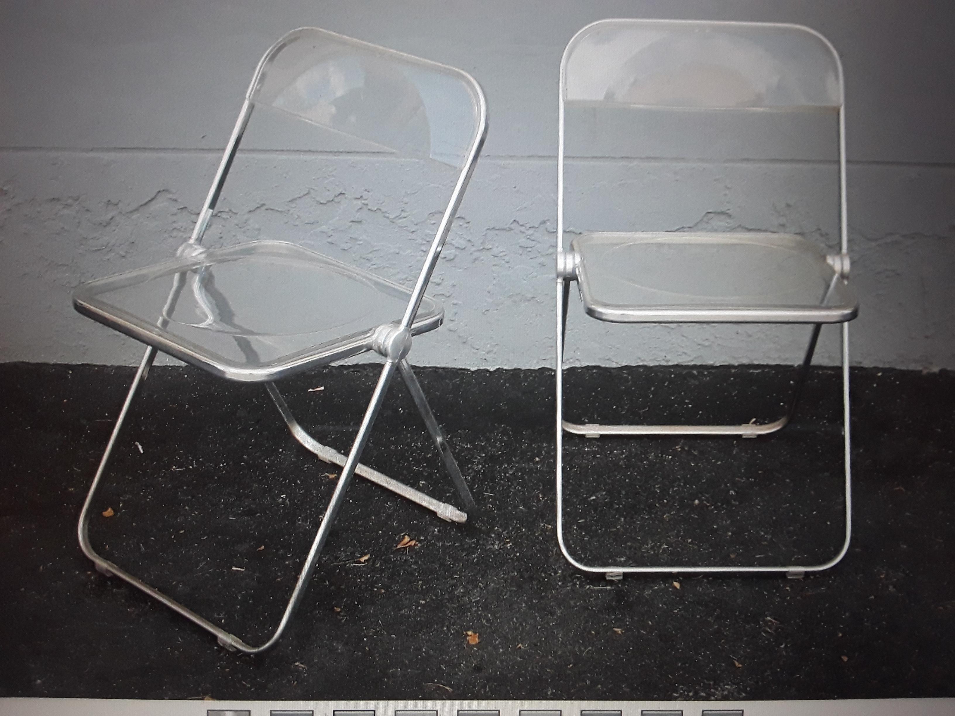 Pair 1970's Mid Century Modern Lucite & Chrome Folding Side Chairs For Sale 3