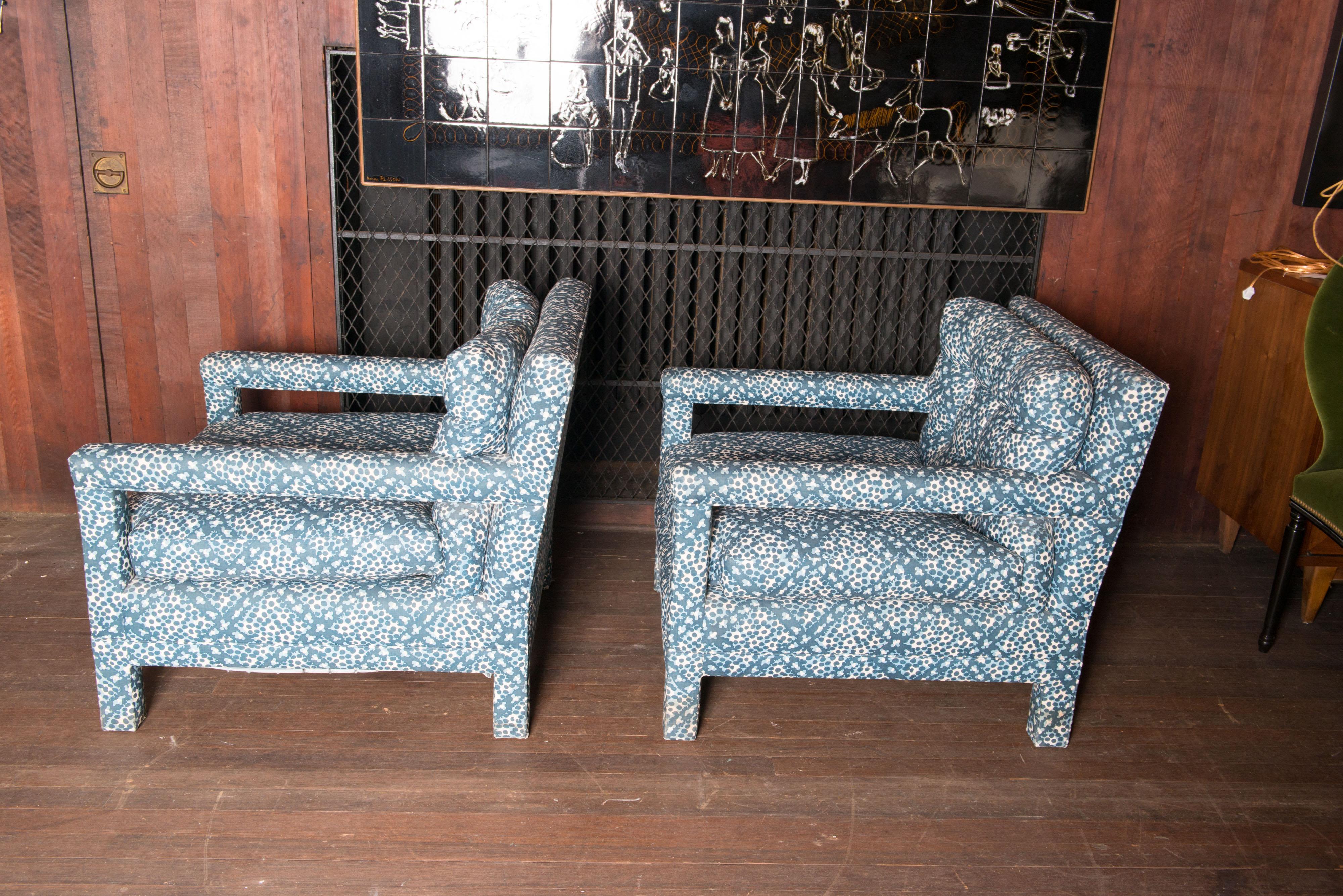 Pair 1970s Milo Baughman Style Parsons Arm Chairs 7