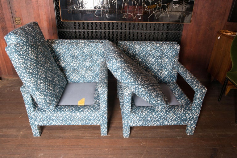 Late 20th Century Pair 1970s Milo Baughman Style Parsons Arm Chairs For Sale