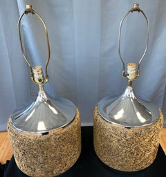 Pair of 1970s MOD Cork Lamps
