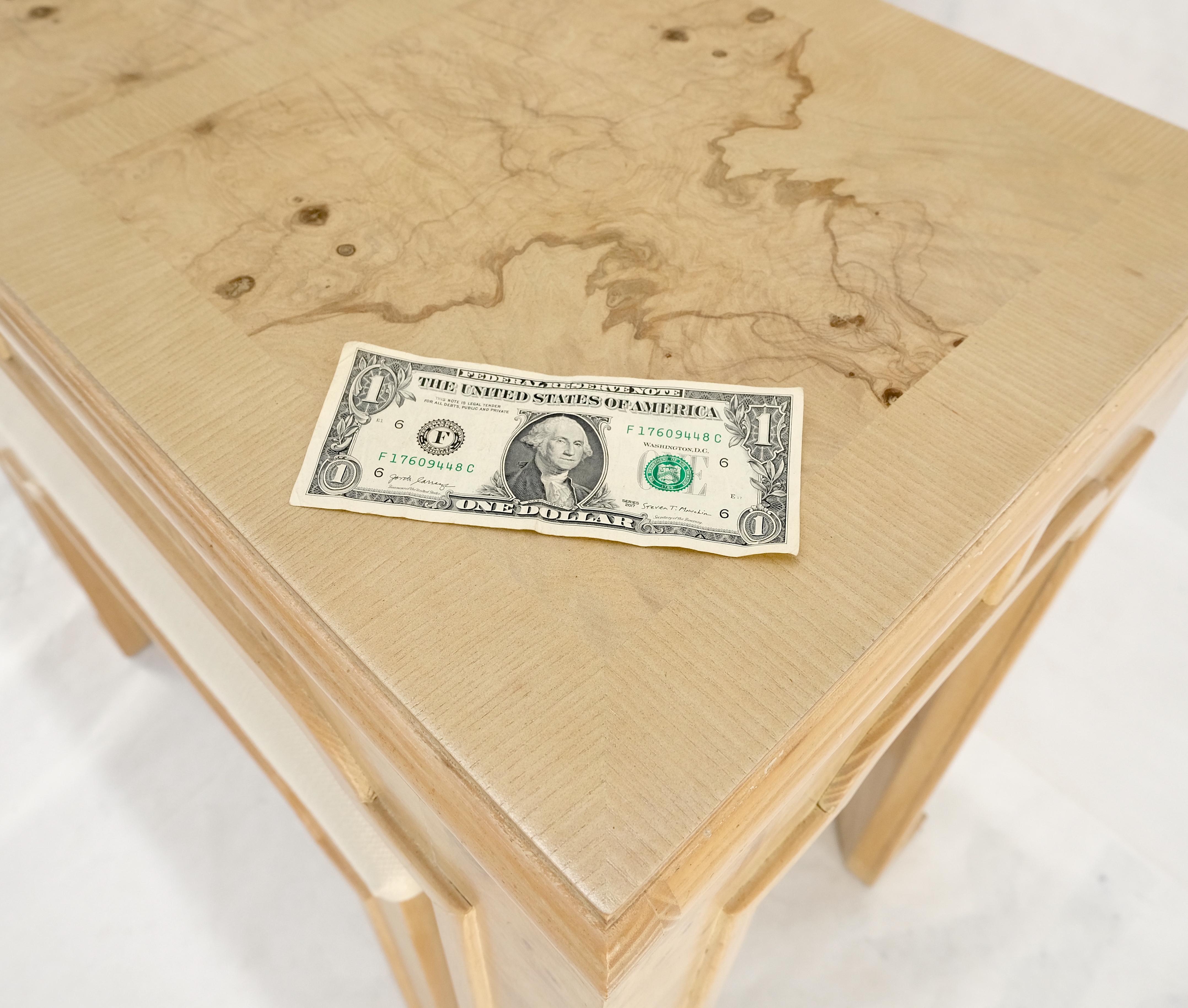 Pair 1970s Nesting Benches Matching Burl Console Sofa Table New Upholstery MINT! For Sale 6