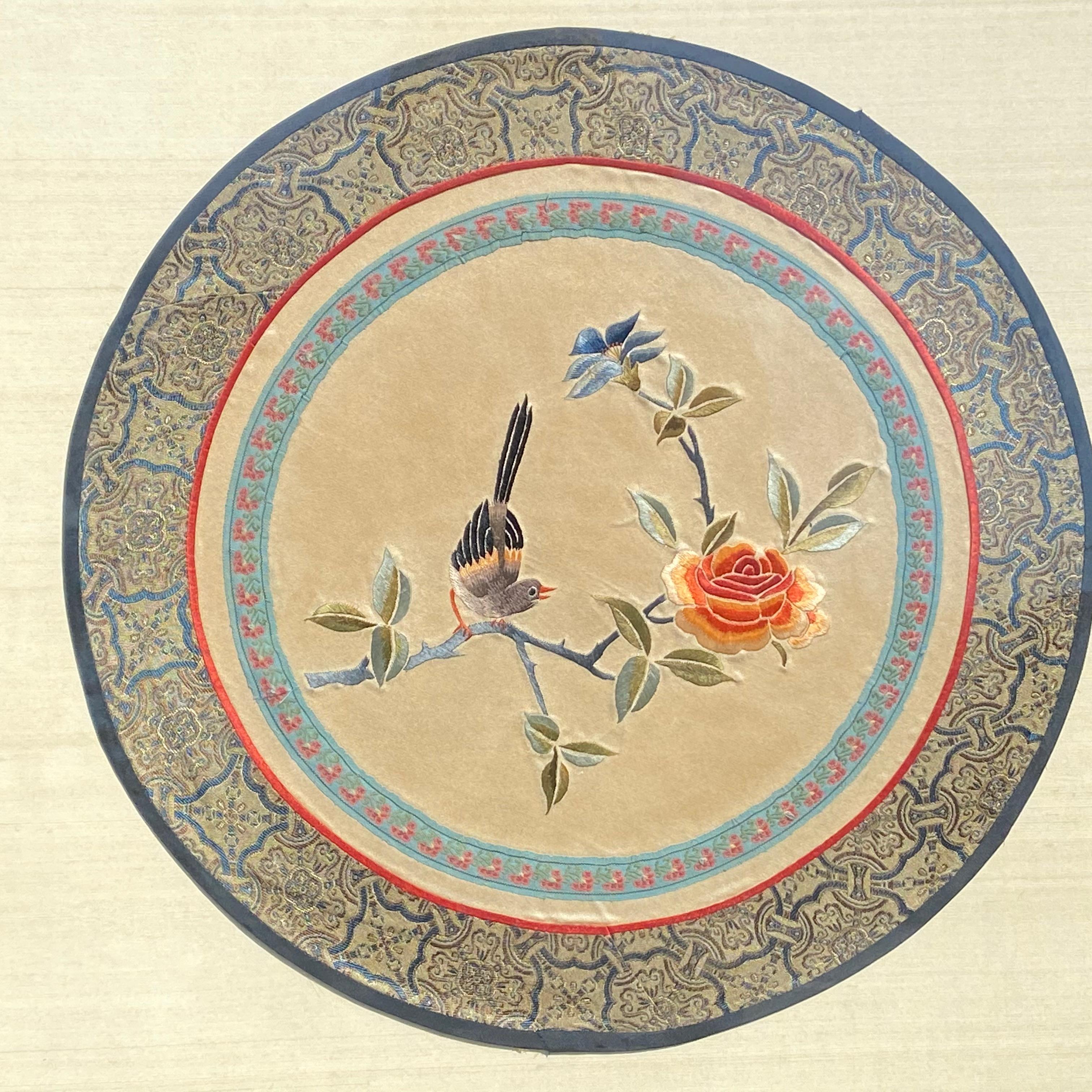 Hong Kong Pair 1970's Soicher-Marin Framed Chinese Silk Embroidery Textile Art