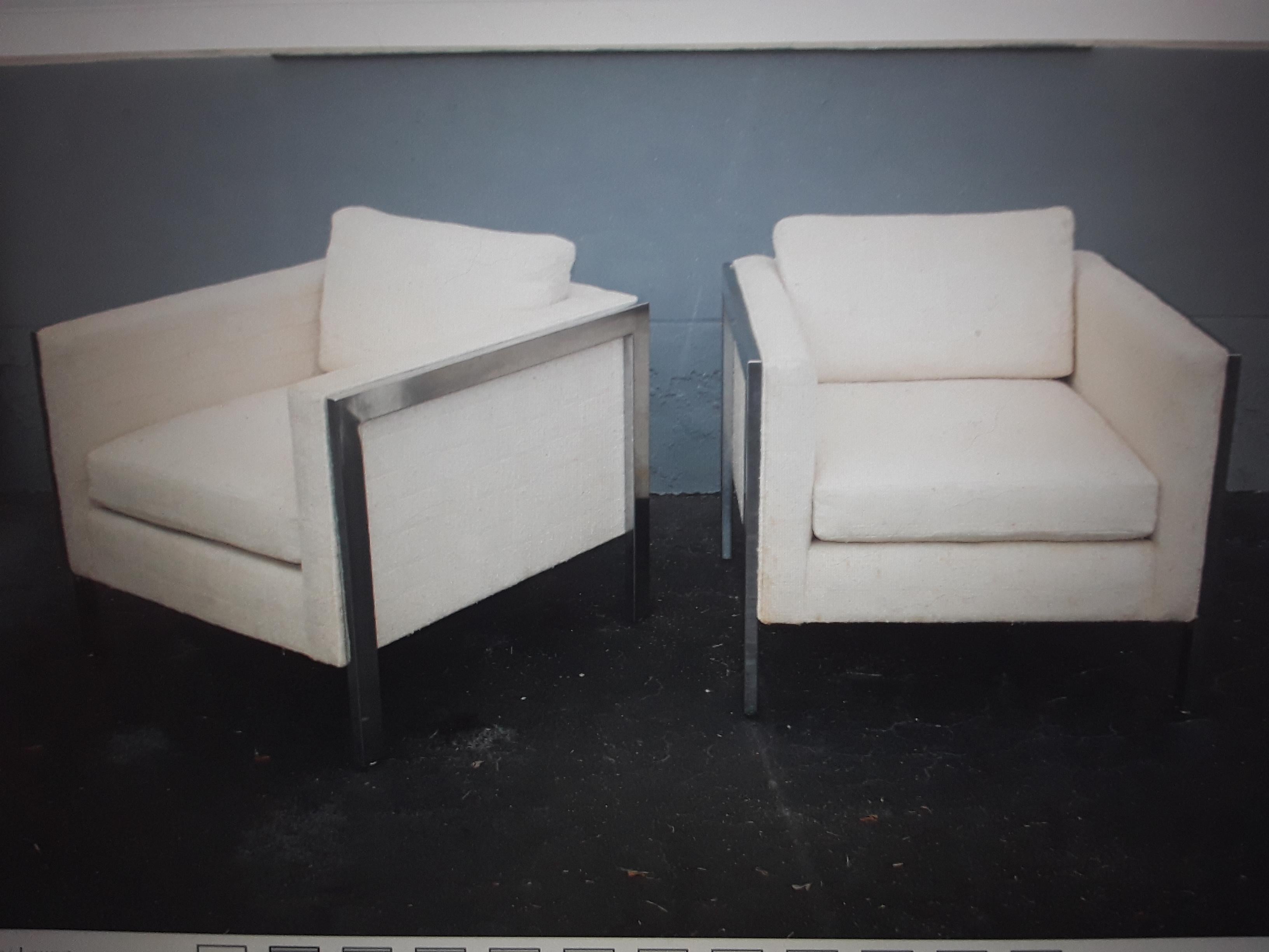 Pair 1970's Ultra Modern All Metal Framed Club Chairs For Sale 8