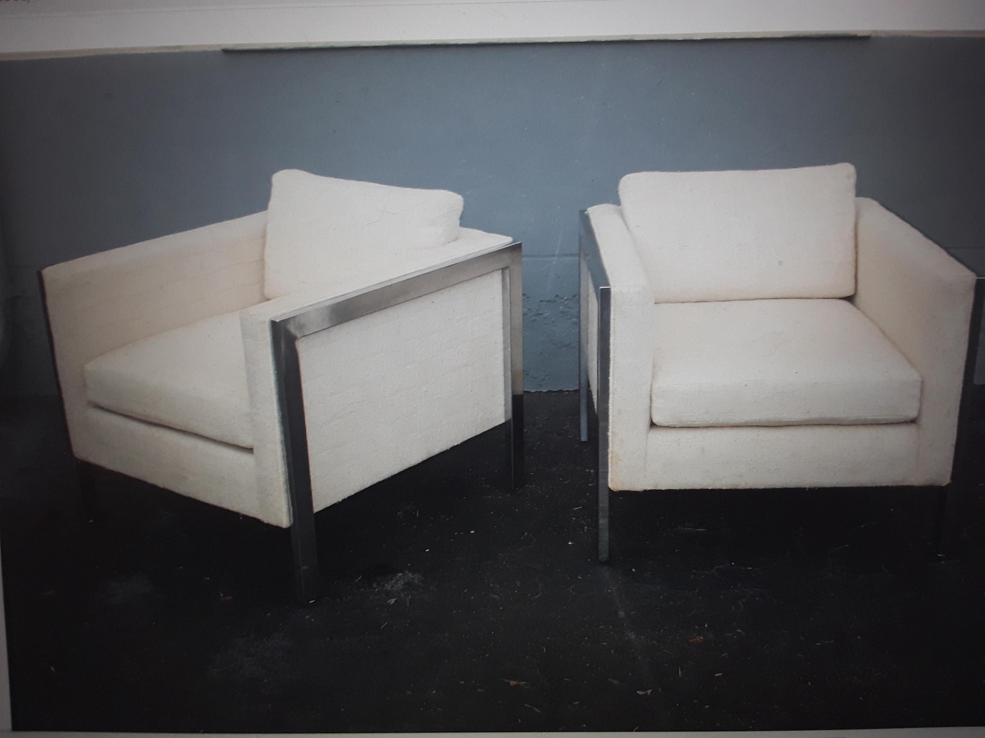 Pair 1970's Ultra Modern All Metal Framed Club Chairs For Sale 10