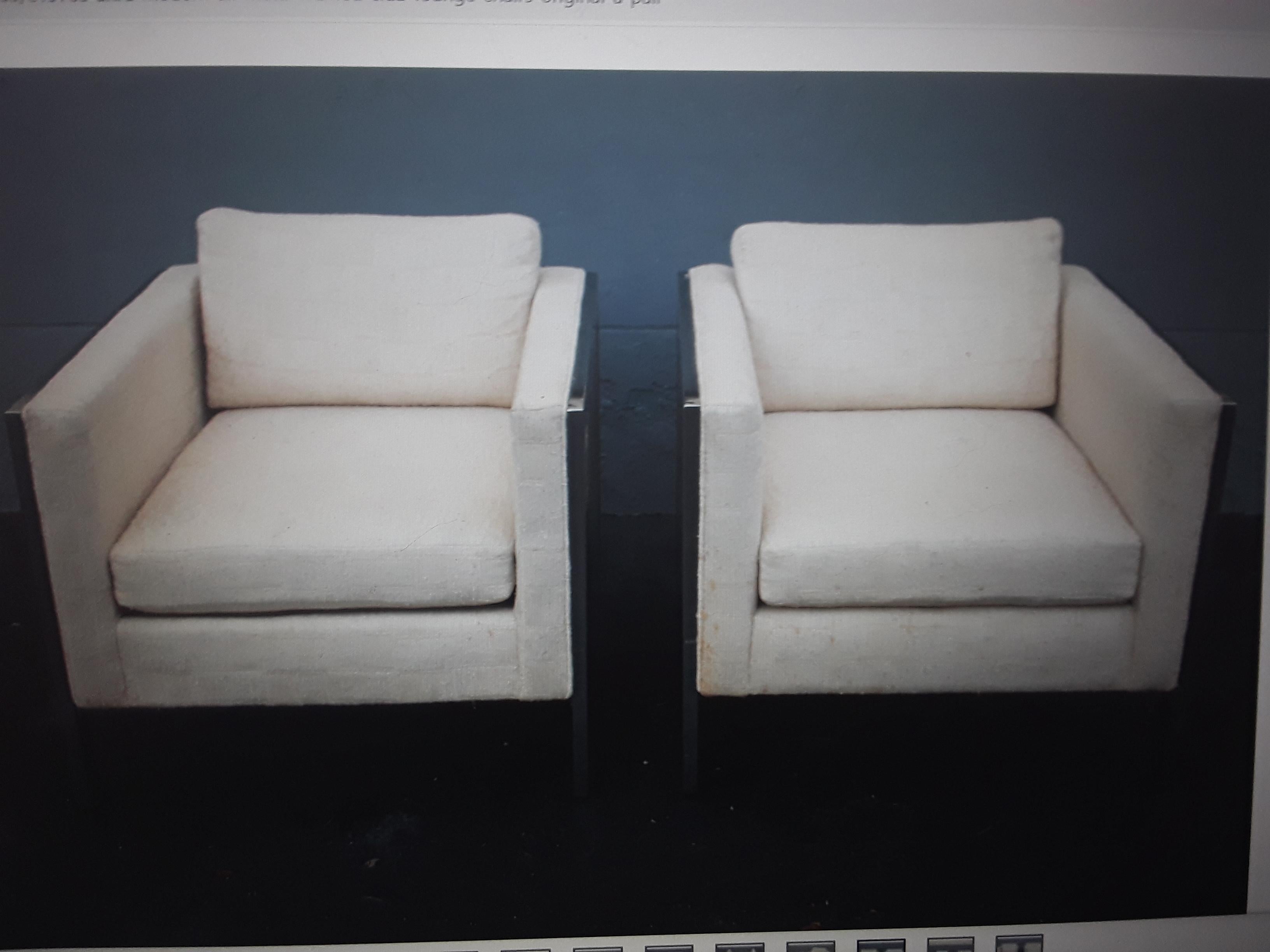 Pair 1970's Ultra Modern All Metal Framed Club Chairs In Good Condition For Sale In Opa Locka, FL