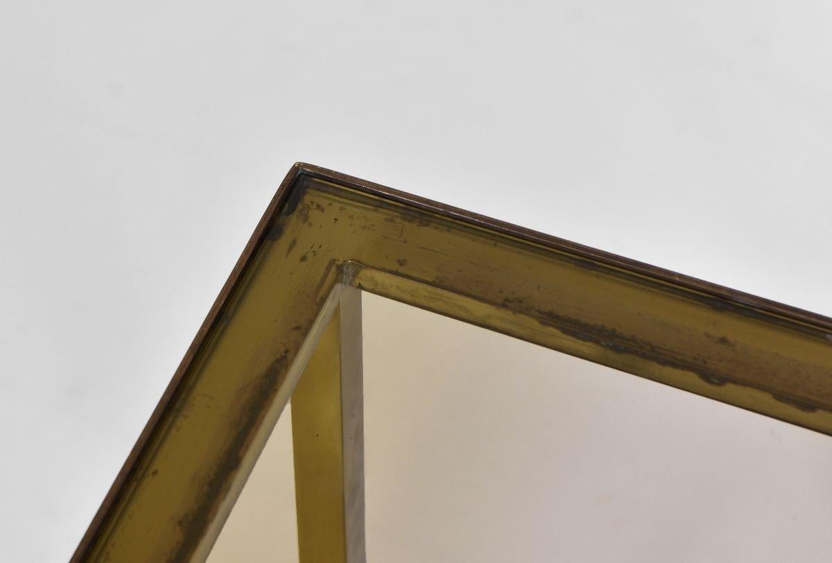 Late 20th Century Pair 1970s Vintage Brass & Glass Two Tiered Side Tables