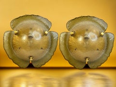 Pair 1970s Vintage German Peill & Putzler Organic Flush Mount or Wall Lights