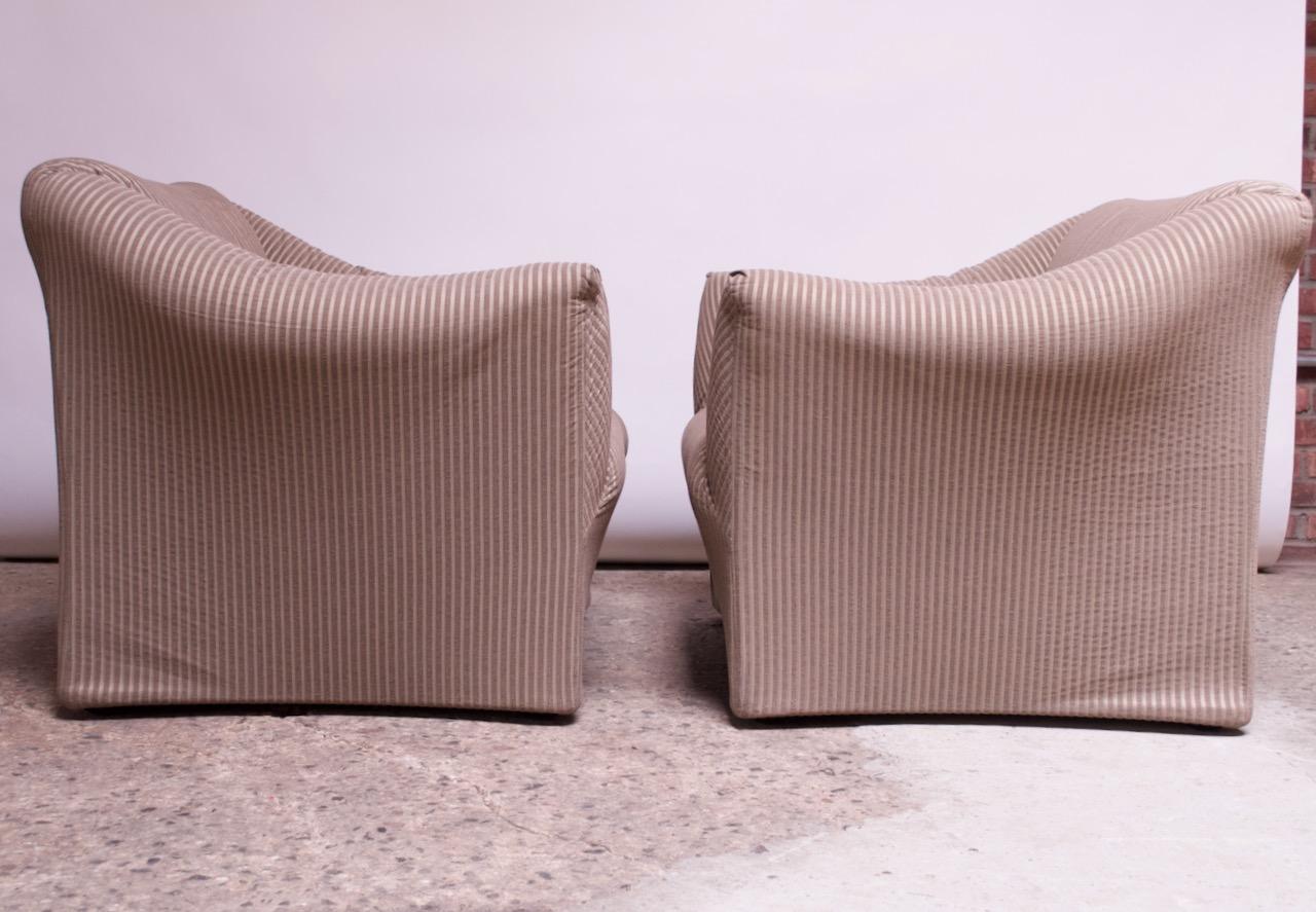 Upholstery Pair 1970s Wide Tentazione Club Chairs by Mario Bellini for Cassina