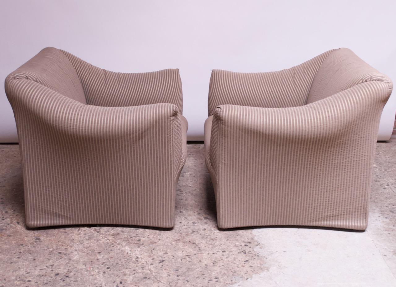 Pair 1970s Wide Tentazione Club Chairs by Mario Bellini for Cassina 1