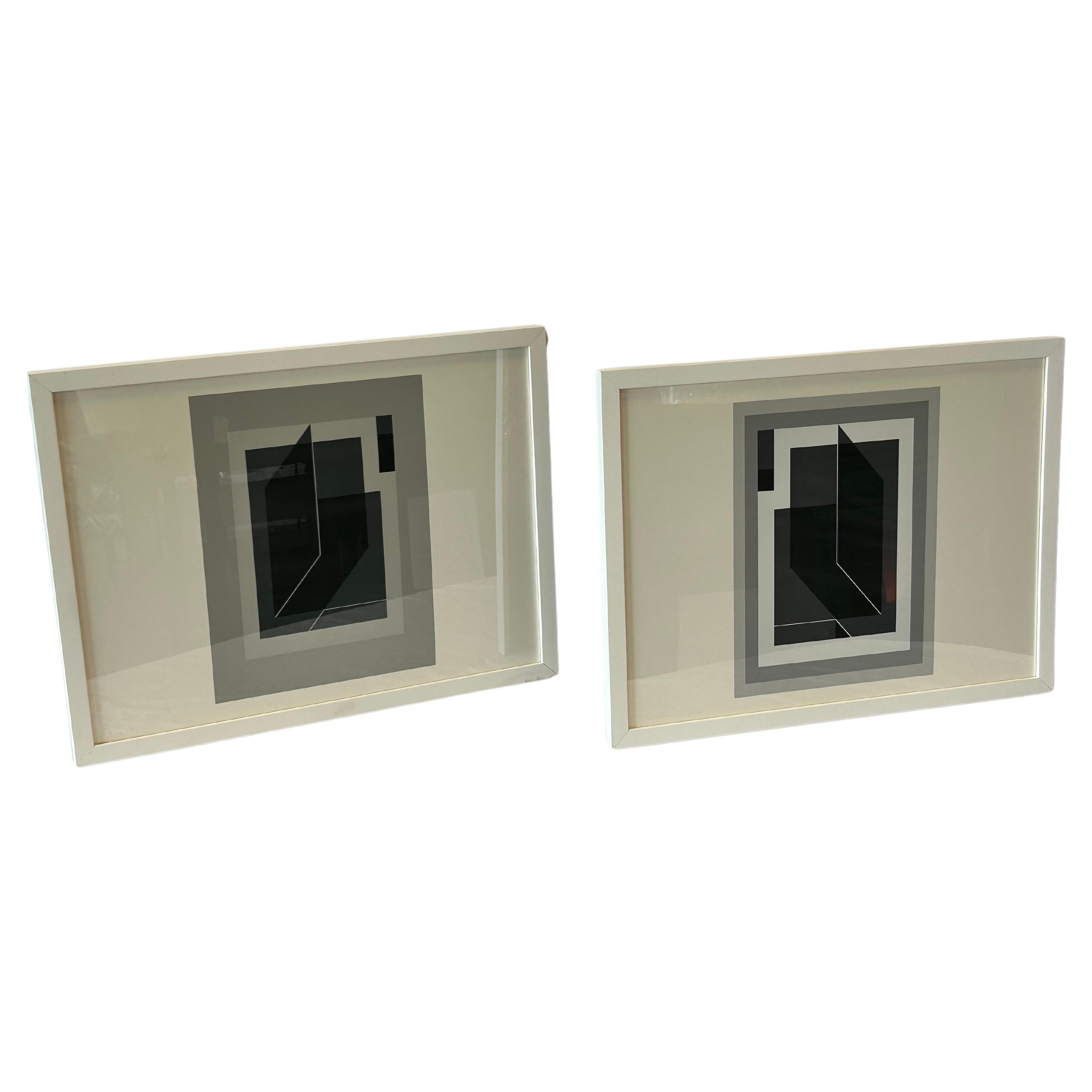 A pair of circa 1972 Formulation Articulation prints by Josef Albers. From Portfolio I and Folder 25, this pair of prints was produced by Harry N. Abrams and Ives-Sillman. Each sheet measures approximately 15