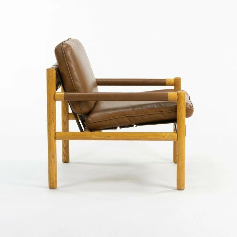 Paar 1976 Nicos Zographos Saronis Leder & OAK Lounge Stühle (amerikanisch) im Angebot