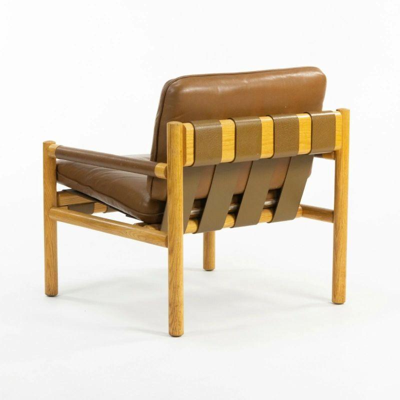 Chêne Paire de chaises longues Nicos Zographos Saronis en cuir et chêne de 1976 en vente