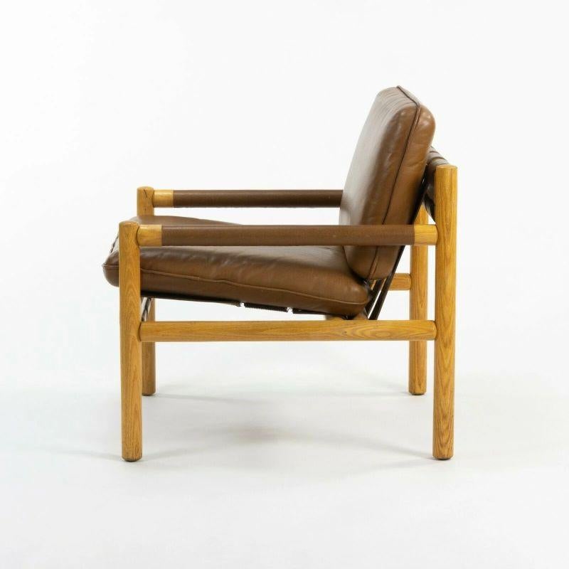 Paire de chaises longues Nicos Zographos Saronis en cuir et chêne de 1976 en vente 1