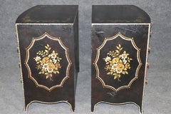 Pair 1980's Baker Chinoiserie Style Paint Decorated Bachelor Chests