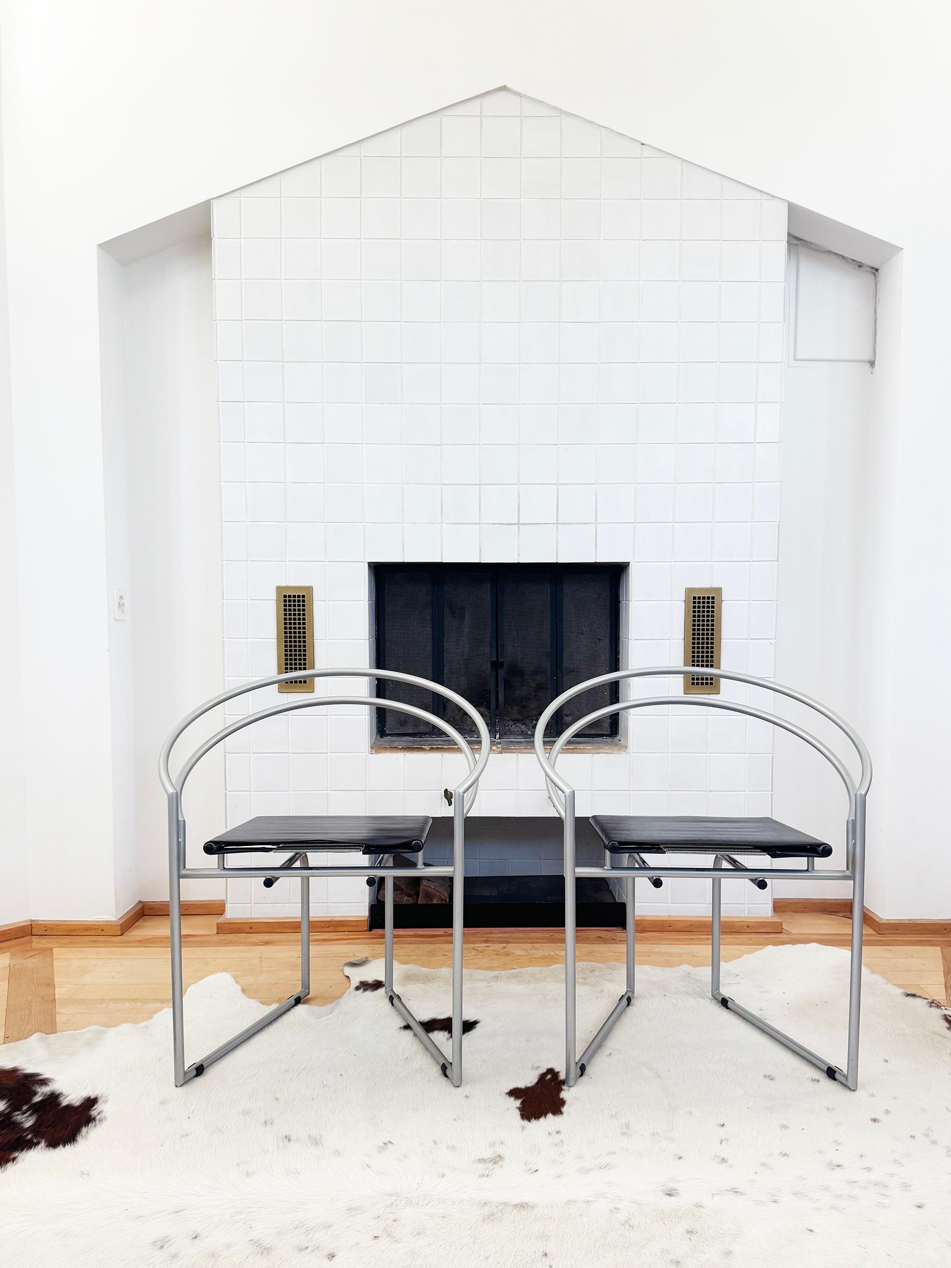 Metal PAIR 1980s Postmodern Mario Botta Latonda Chair for Alias - 2 pcs For Sale