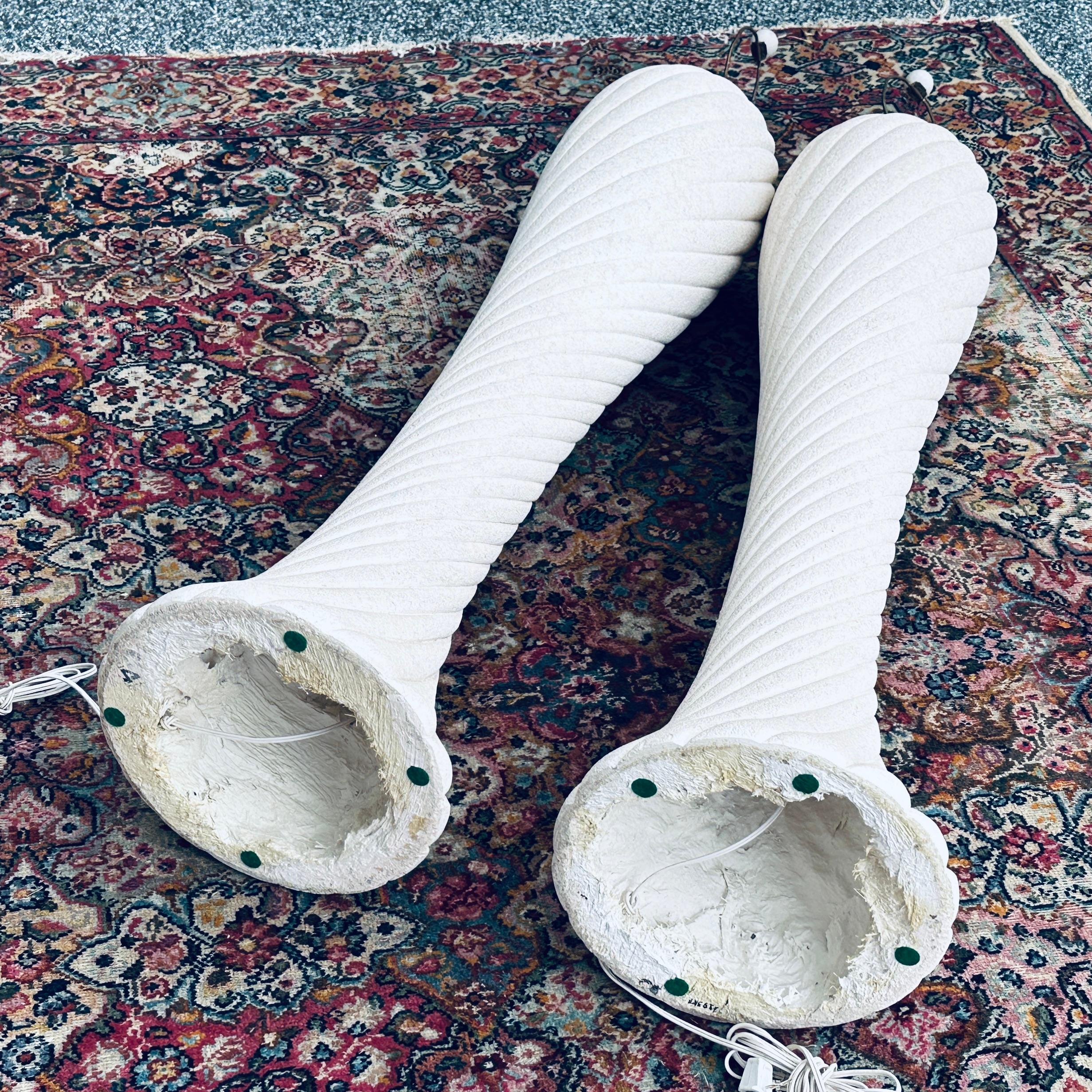 Pair 1980's Postmodern Swirled Plaster Floor Lamps For Sale 6