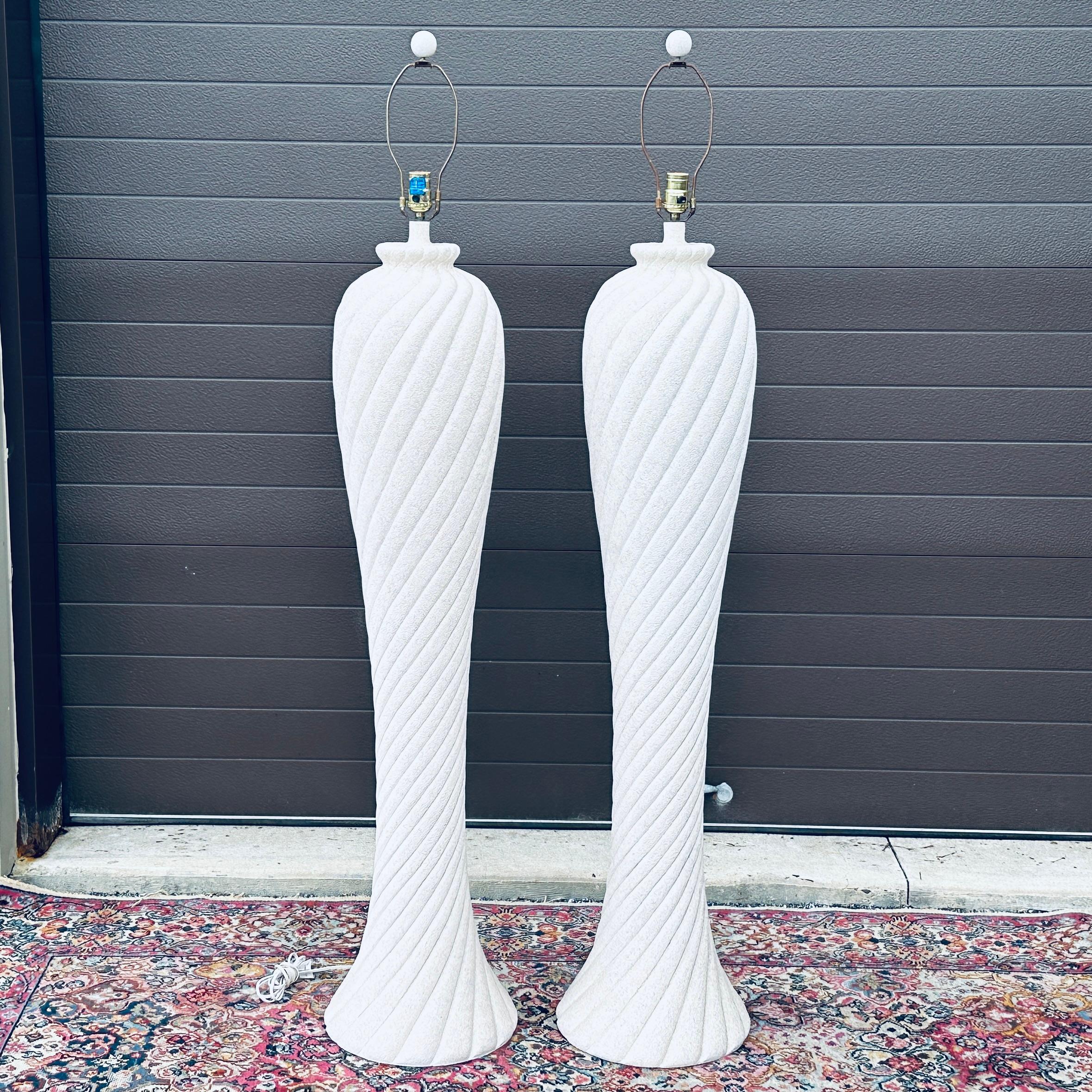 Pair 1980's Postmodern Swirled Plaster Floor Lamps For Sale 7