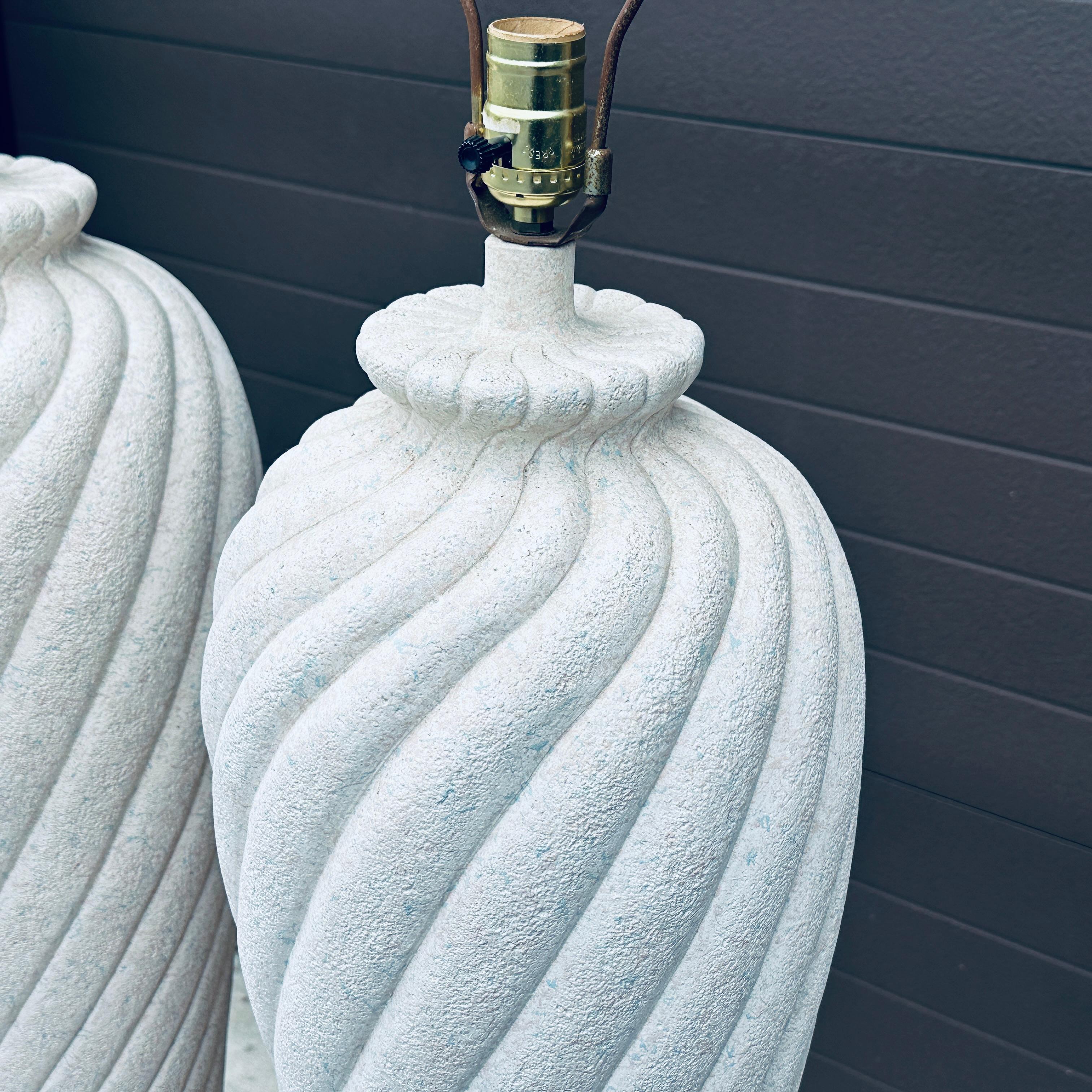 Modern Pair 1980's Postmodern Swirled Plaster Floor Lamps For Sale