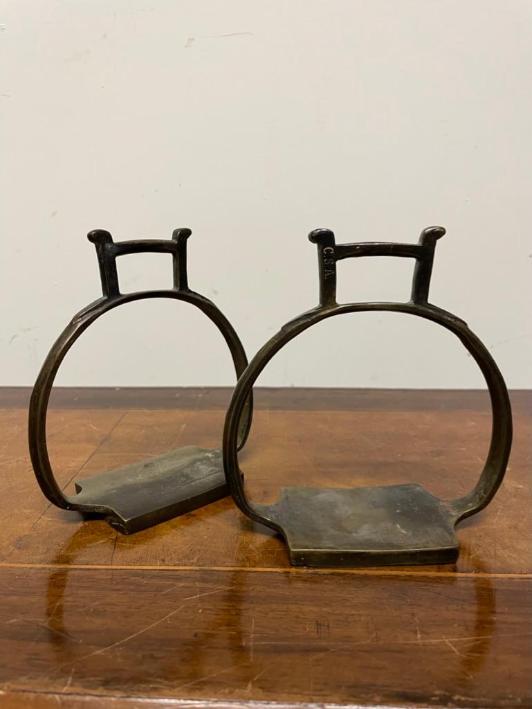 Pair of 19th century bronze Civil War era stirrups stamped CSA, Confederate Sates of America. 
The Confederate States of America (CSA), commonly referred to as the Confederate States or simply the Confederacy, was an unrecognized breakaway republic