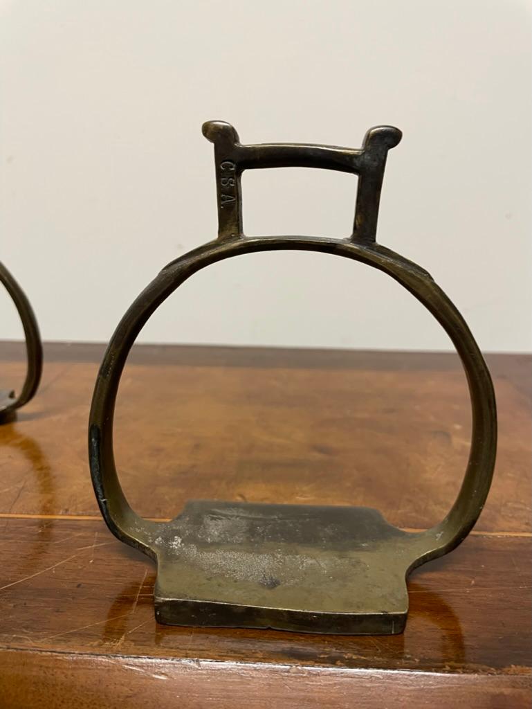 Other Pair 19th Bronze Civil War Stirrups Marked CSA Confederate States of America