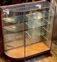 Pair 19th C Bow Glass Sided Display Cabinets from an Upscale Boston Fashion Shop