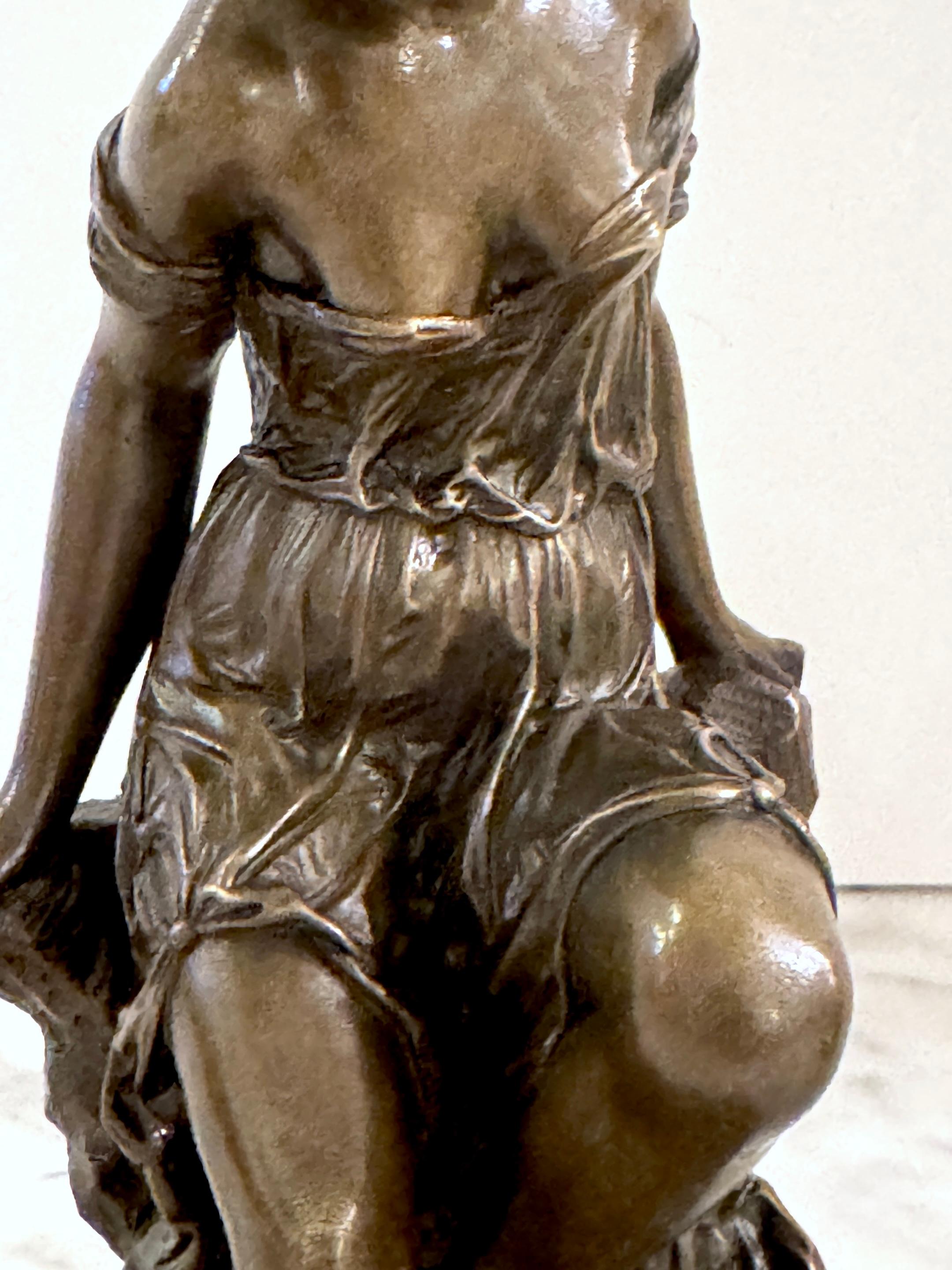 Pair 19th C. Bronze Clodion School Bathing Beauty Bookends/ Sculptures For Sale 4