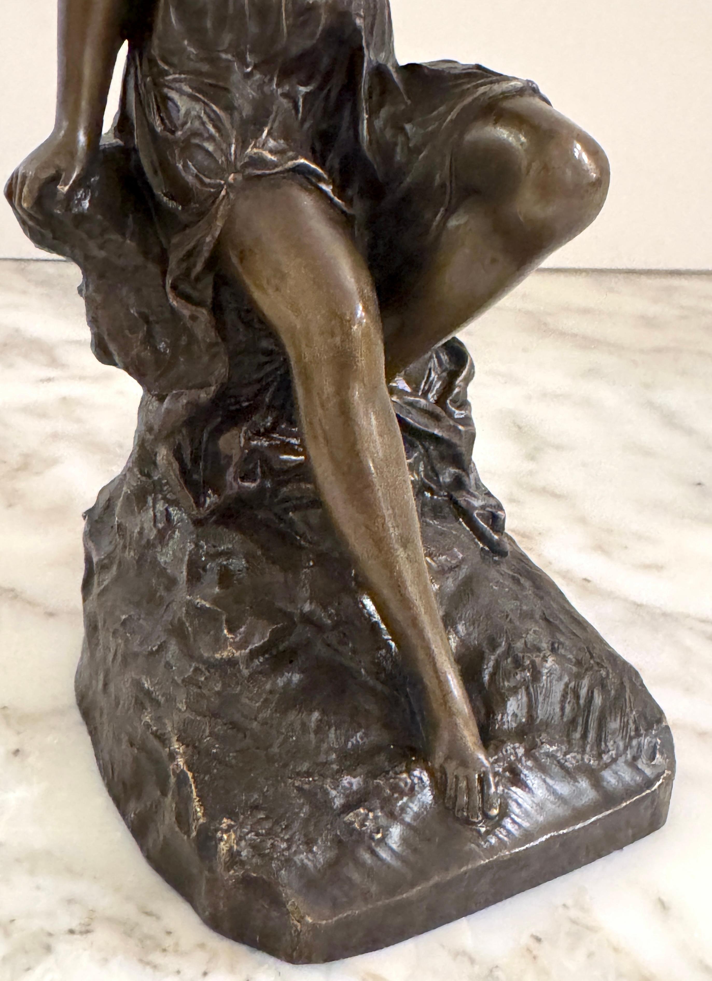 Pair 19th C. Bronze Clodion School Bathing Beauty Bookends/ Sculptures For Sale 6