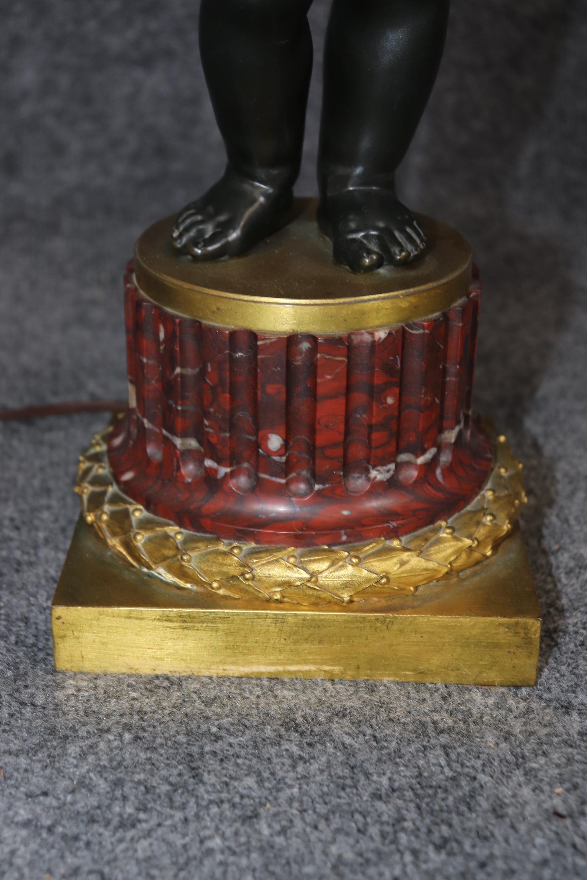 Questa incredibile coppia di candelabri del 1890, forse realizzati da Henry Dasson nel periodo successivo a Clodion, sono semplicemente spettacolari e presentano la migliore fusione possibile di cherubini e fiori in bronzo scuro a contrasto e bronzo