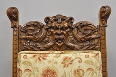 Pair of Carved Oak Northwind Face and Lion Head Armchairs RJ Horner Attributed