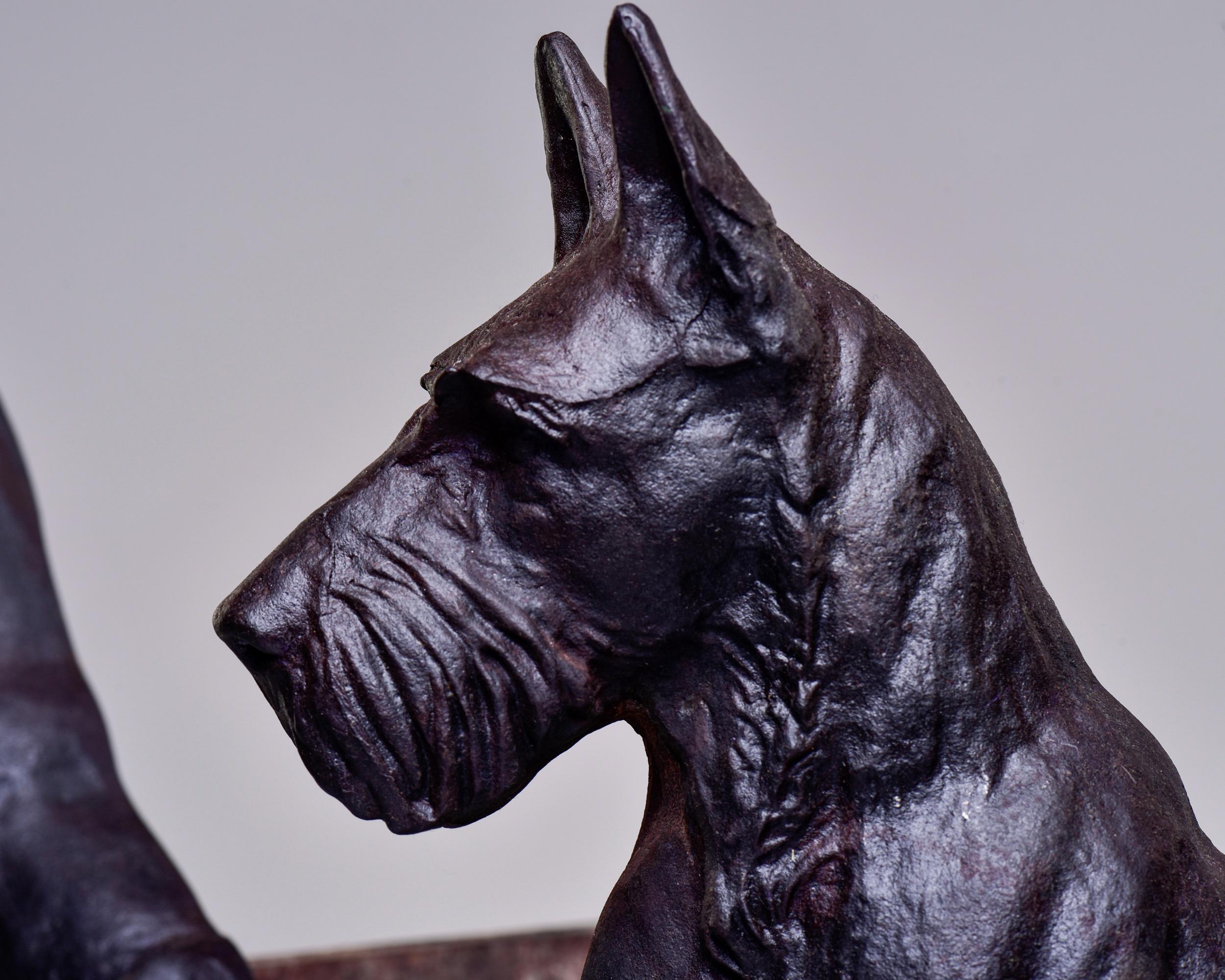 Pair 19th C Cast Iron Scottish Terrier Figural Andirons 5