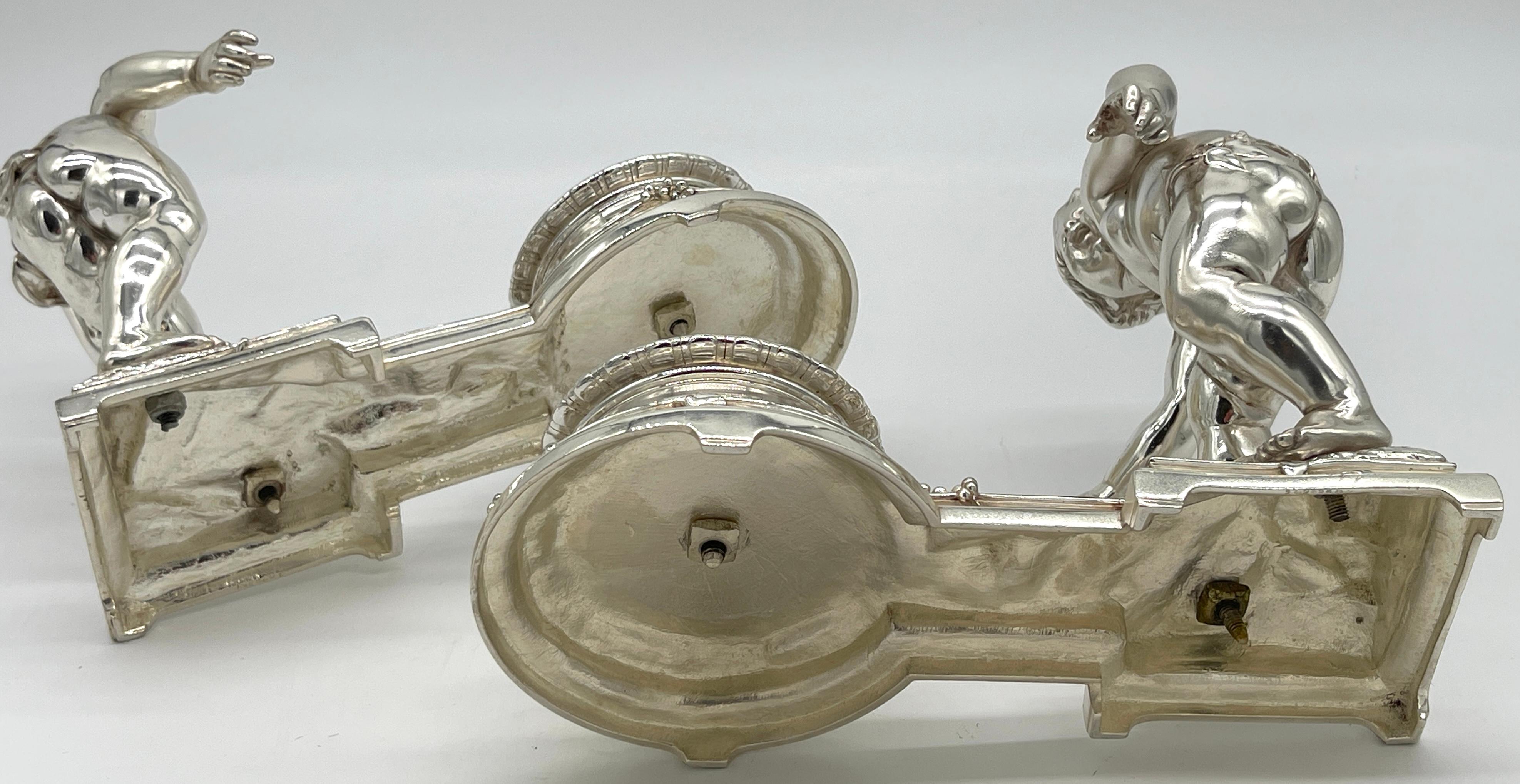 Pair 19th C. Christofle Silvered Bronze Putti  & Crystal Centerpieces For Sale 9