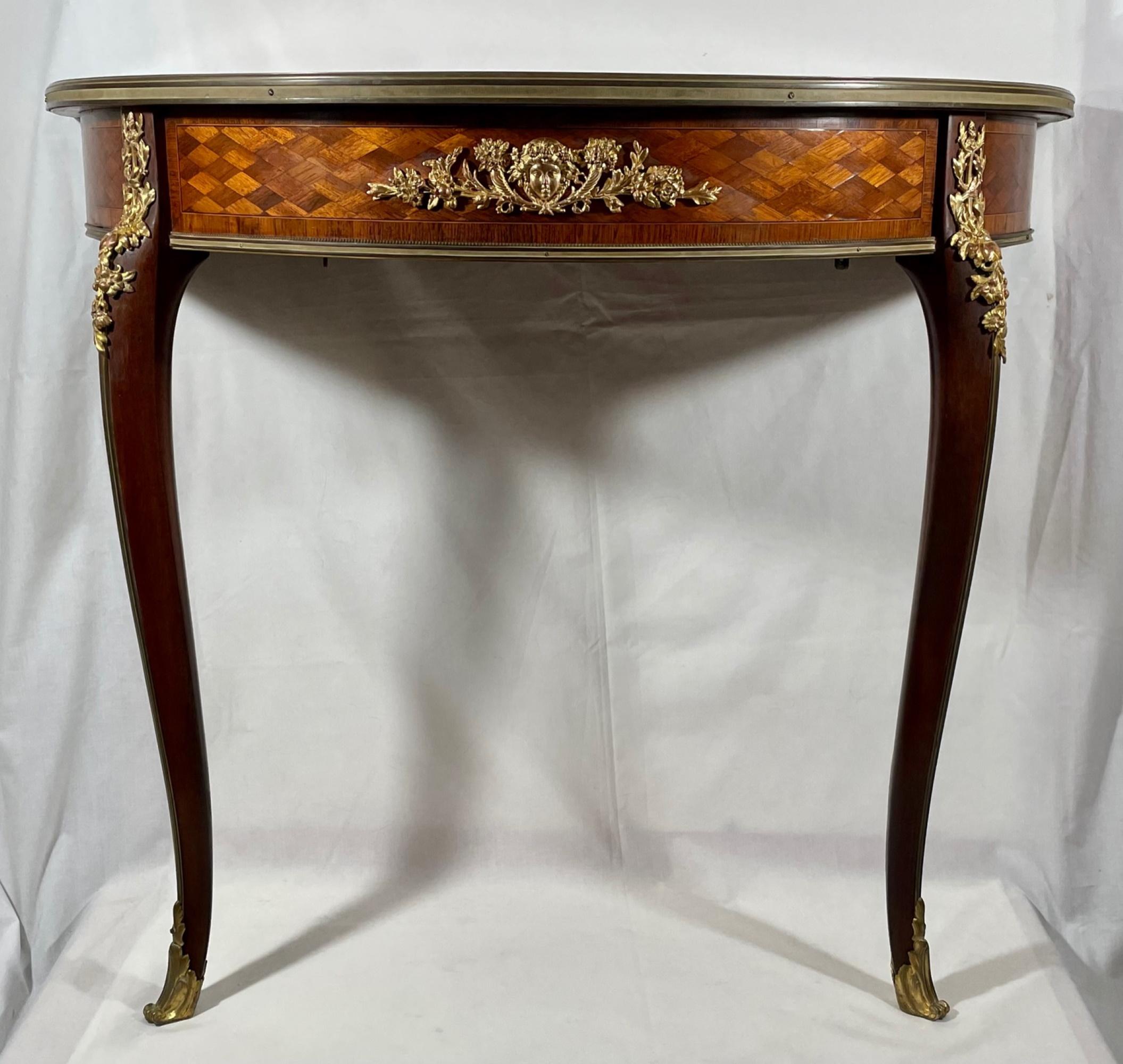 French Pair of 19th C Francoise Linke Louis XV Style Demi-Lune Consoles
