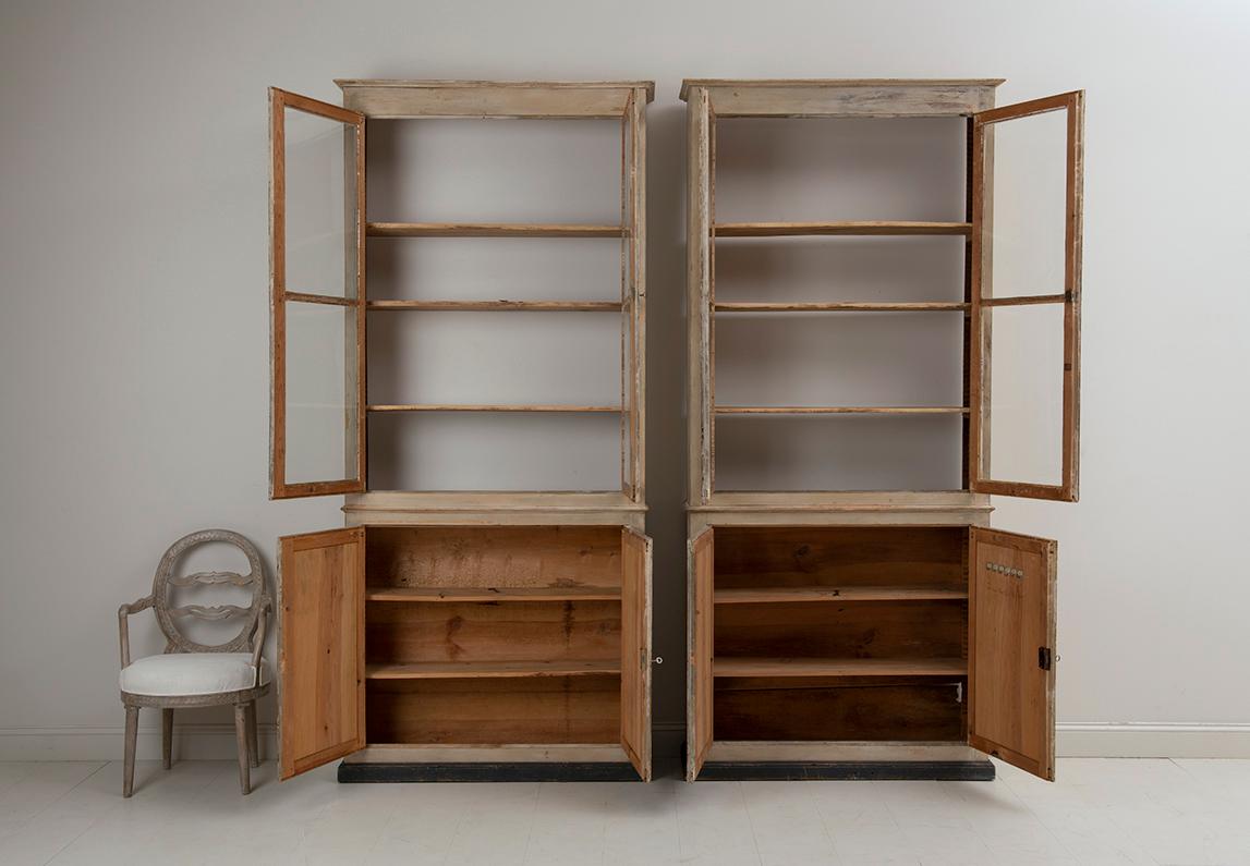 19th Century Pair 19th C. French Directoire Style Bibliothèque Bookecases in Original Paint