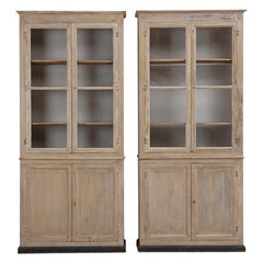 Pair 19th C. French Directoire Style Bibliothèque Bookecases in Original Paint