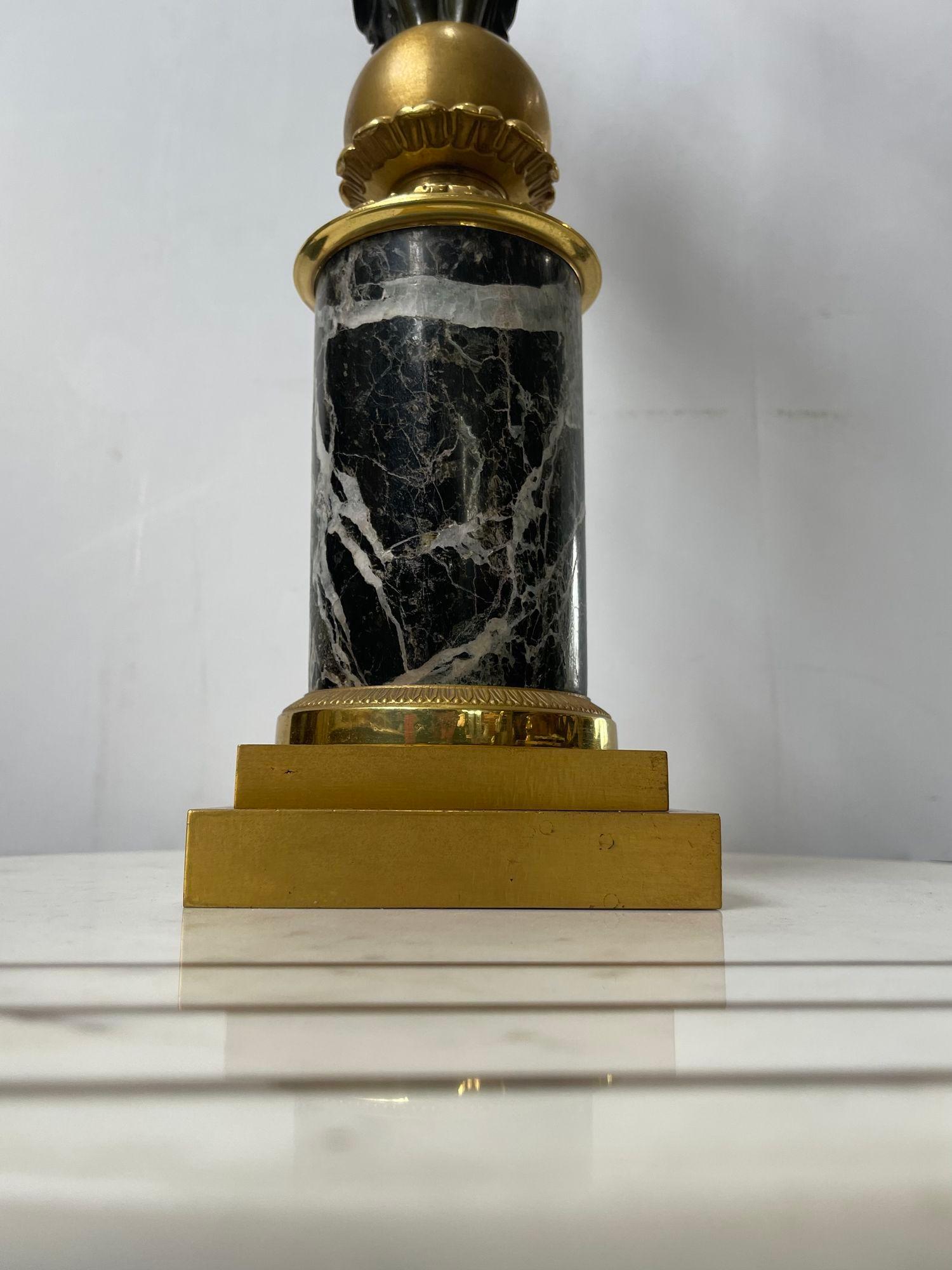 Coppia di candelabri francesi impero in bronzo dorato A.I.C. con figure di fanciulle alate in vendita 2