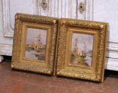Pair 19th C. French Oil Paintings on Board Signed L. Dupuy for E. Galien-Laloue