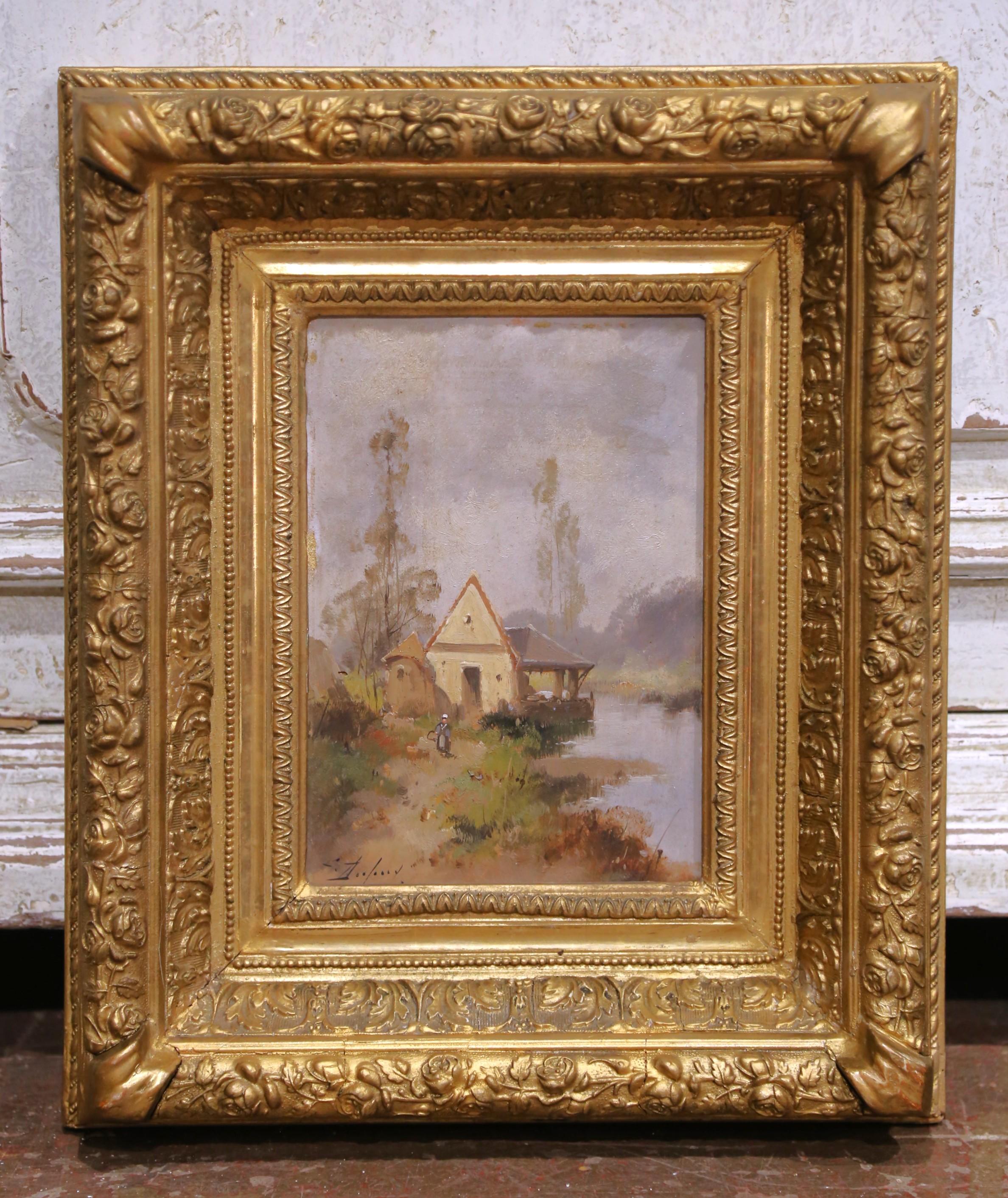 Pair 19th C. French Oil Paintings on Board Signed L. Dupuy for E. Galien-Laloue (Französisch) im Angebot