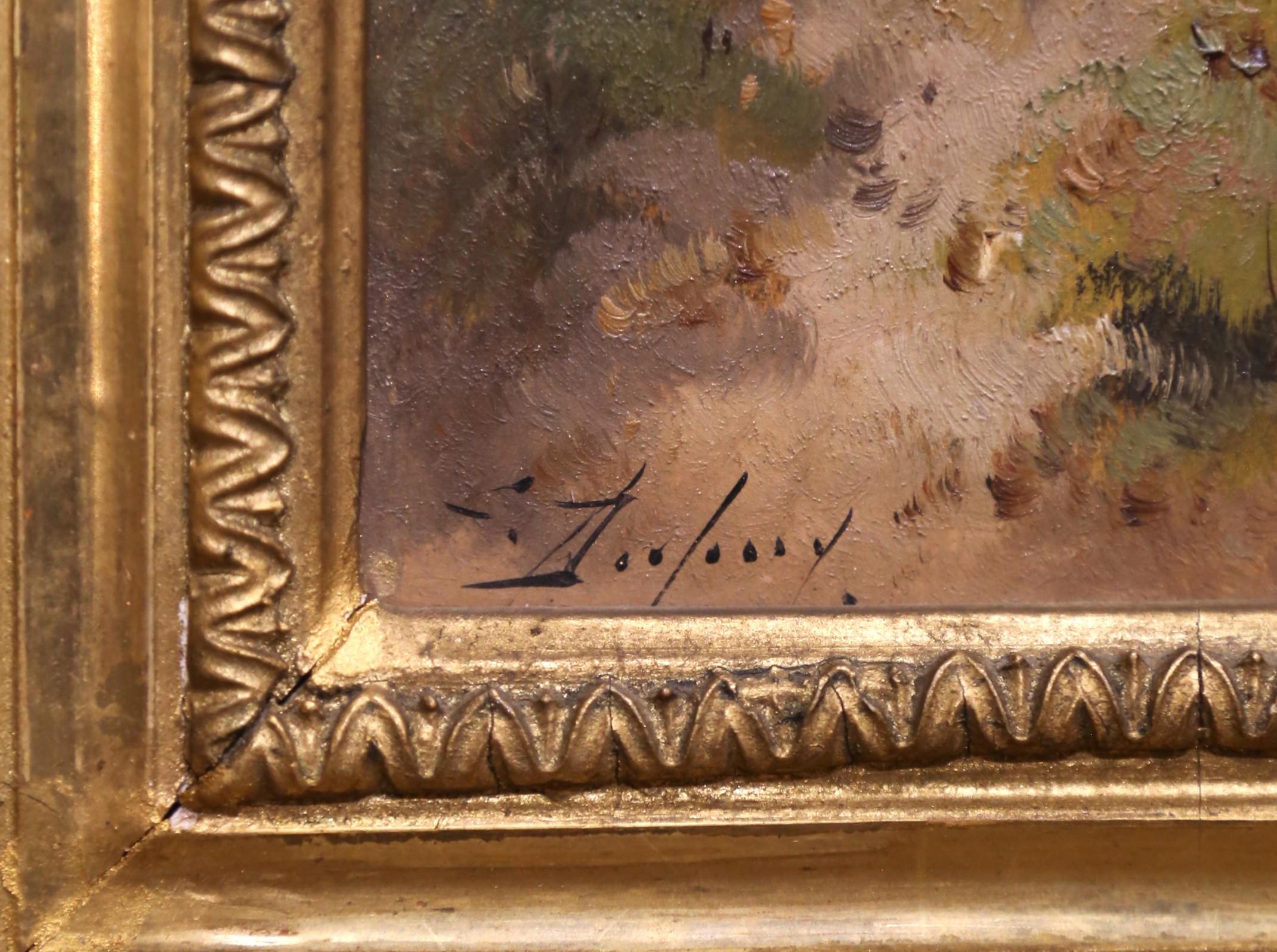 Pair 19th C. French Oil Paintings on Board Signed L. Dupuy for E. Galien-Laloue (Geschnitzt) im Angebot