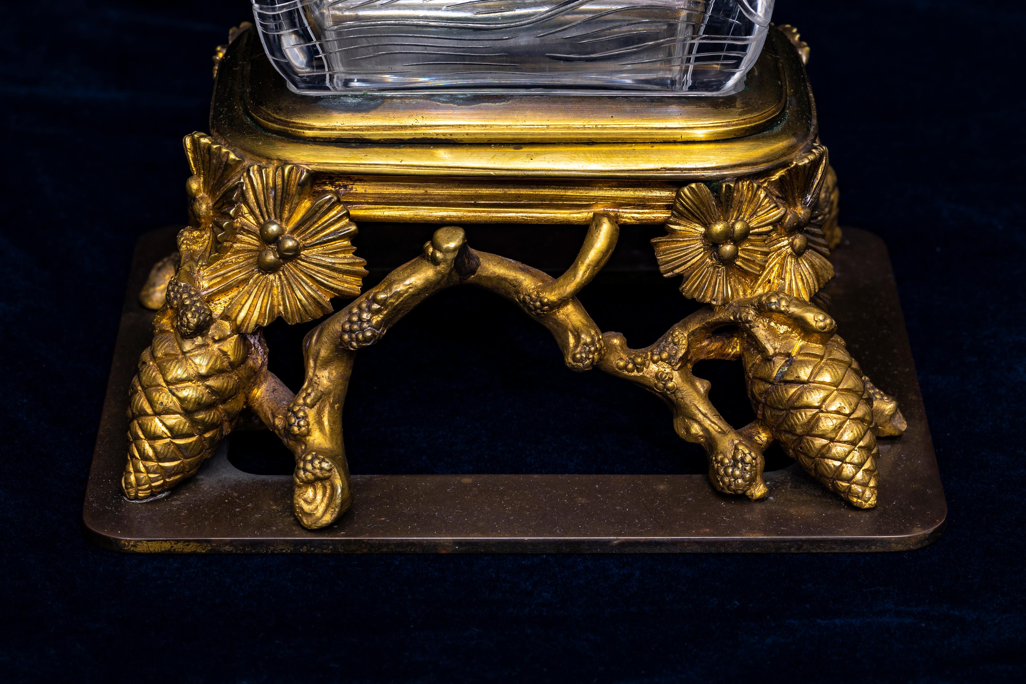 Paar 19. C. Französisch Ormolu Mtd. Chinoiserie Baccarat Schnitt-Kristall Vasen/Lampen im Angebot 4