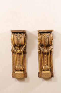 Pair of French Volute Carved and Gilt Corbels, Great Shelves or Console Base