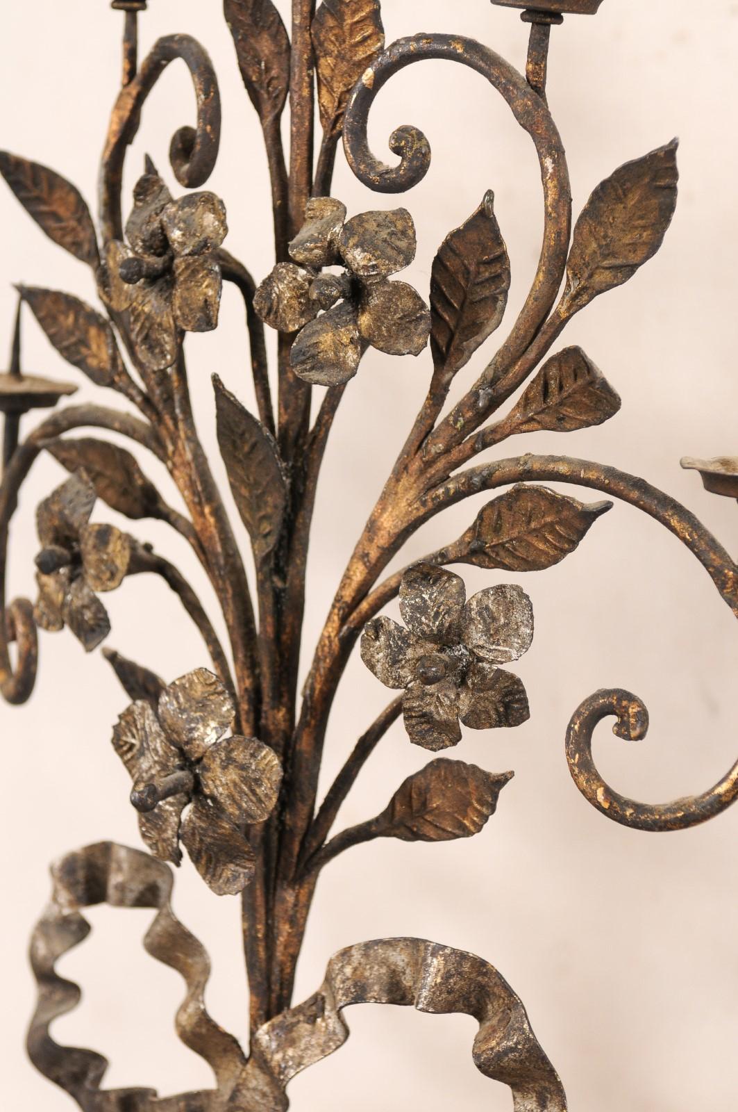 Pair 19th c Italian Neoclassic Urn-Carved Candelabras w/5 Candle Pricket Holders For Sale 4