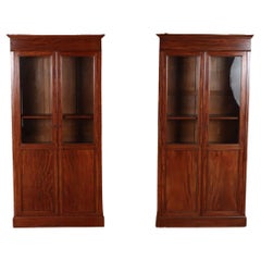 Pair 19th C Louis Philippe Mahogany Bookcases With Doors
