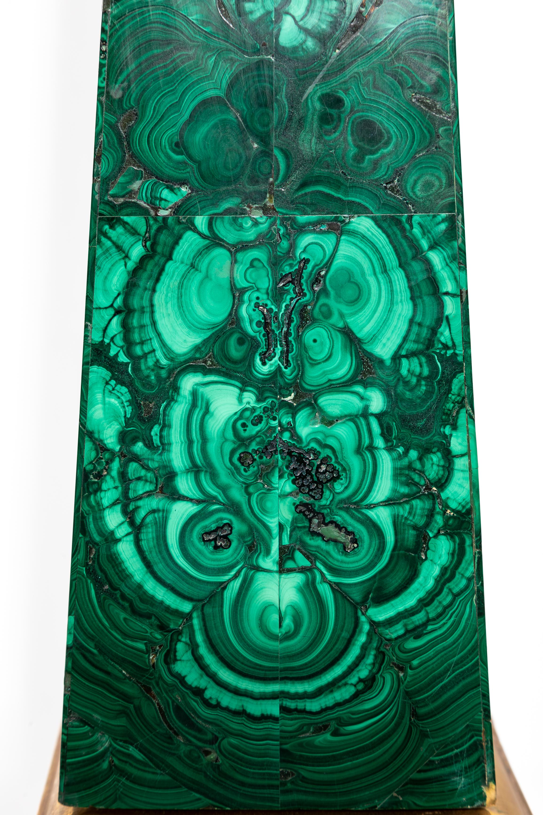 A Fine Pair of Russian Empire Period Malachite And Ormolu Obelisks, Early 1800's For Sale 5