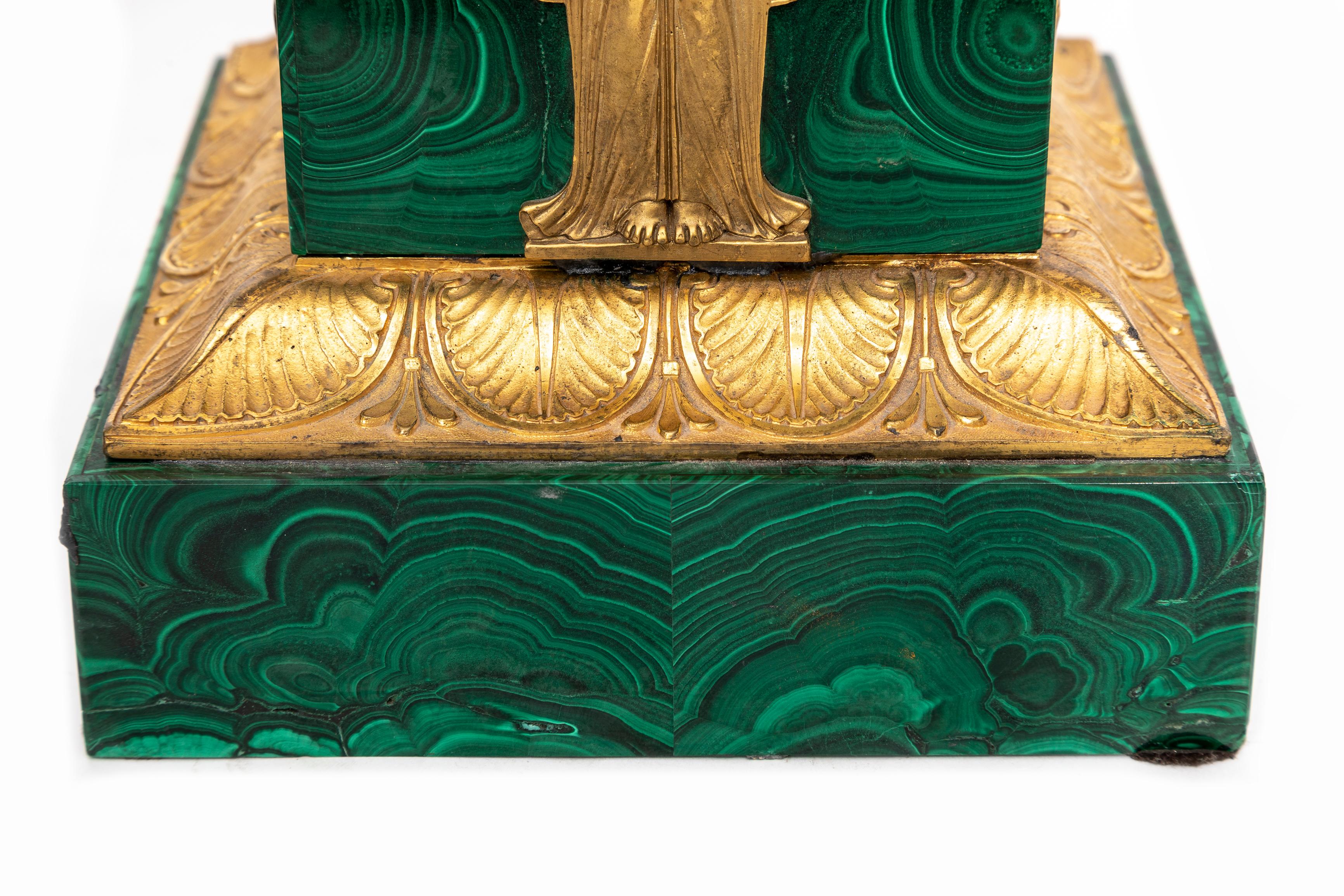 A Fine Pair of Russian Empire Period Malachite And Ormolu Obelisks, Early 1800's For Sale 10